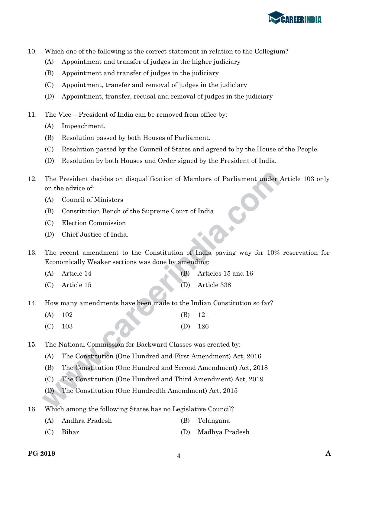 CLAT 2019 PG A-Series Question Papers (C.L.A.) - Page 3