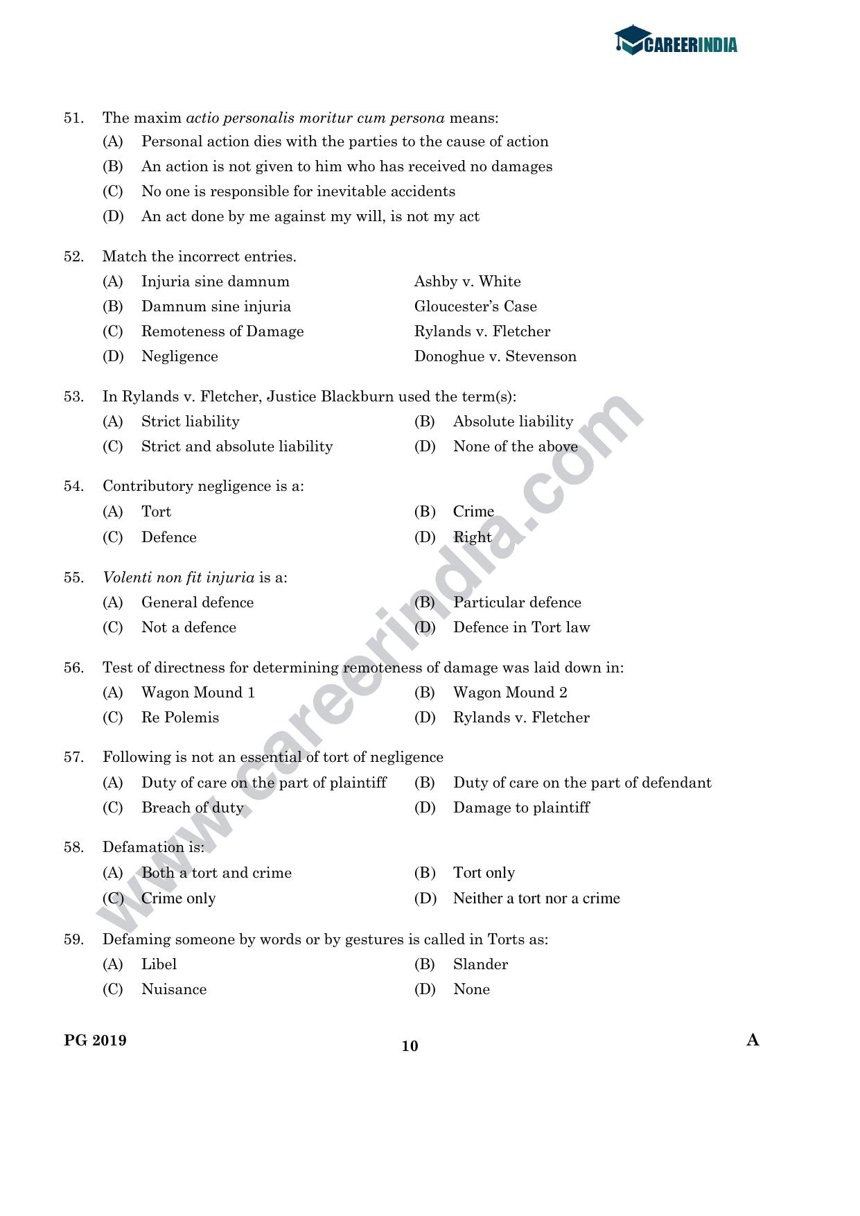 CLAT 2019 PG A-Series Question Papers (C.L.A.) - Page 9