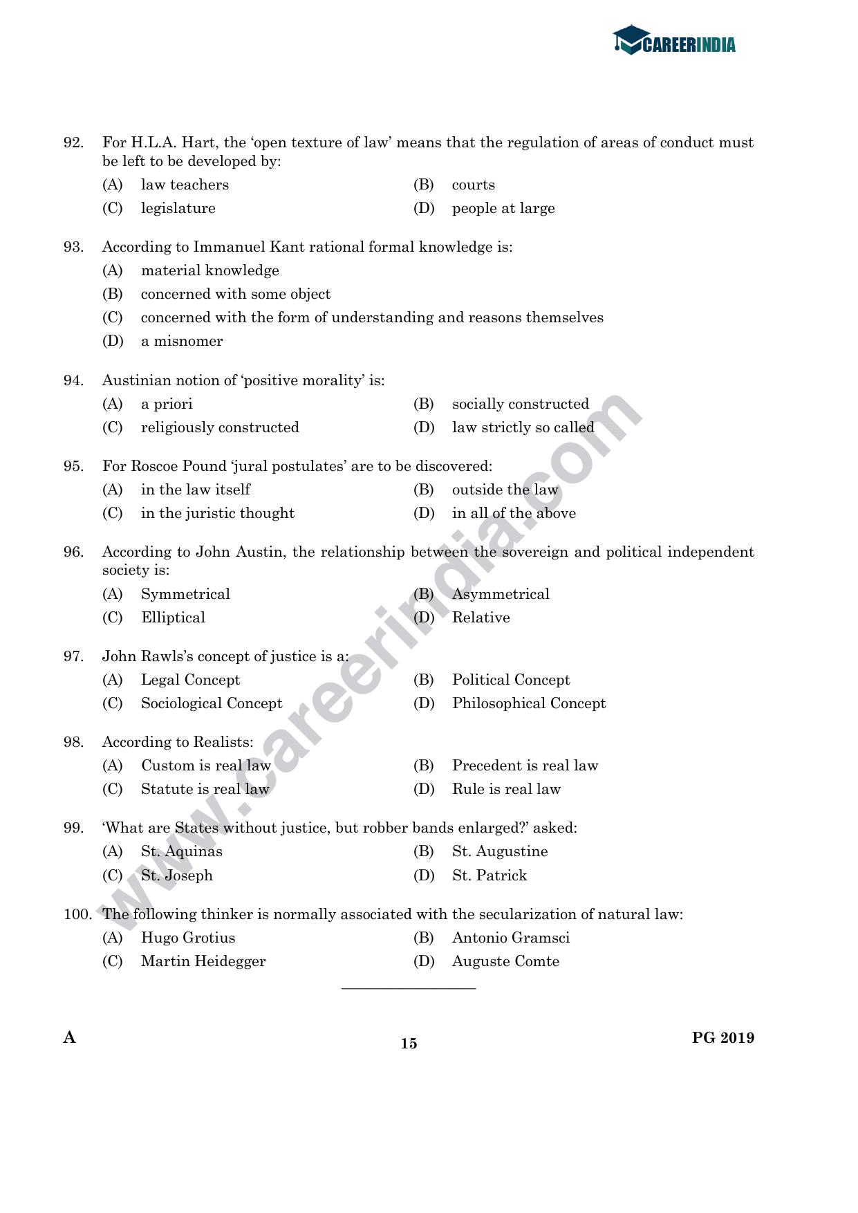 CLAT 2019 PG A-Series Question Papers (C.L.A.) - Page 14