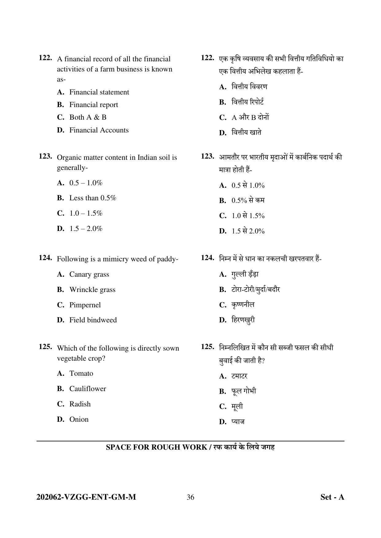 CG PAT / PVPT 2022 Agriculture Question Papers - Page 36