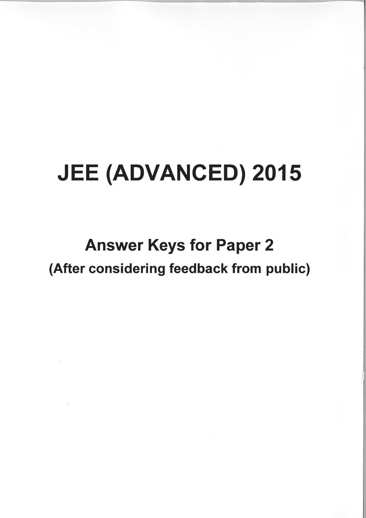 JEE (Advanced) 2015 Paper II Question Paper - Page 1