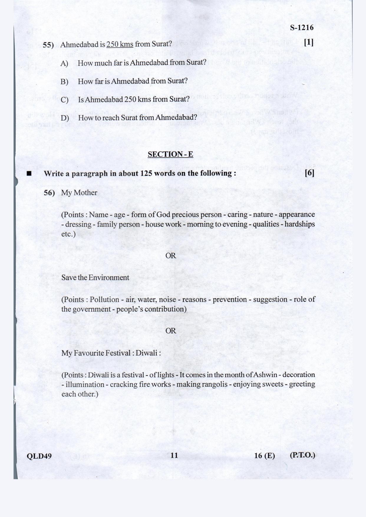 Gujarat Board Class 10th English S.L. May 2021 Question Paper - Page 9