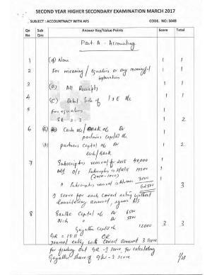 Kerala Plus Two 2017 Accountancy AFS Answer key