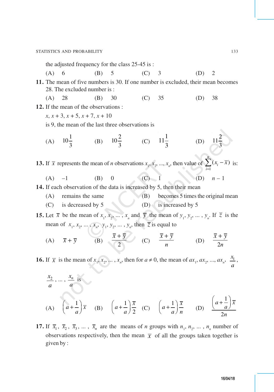 NCERT Exemplar Book for Class 9 Maths: Chapter 14 Statistics and Probability - Page 5