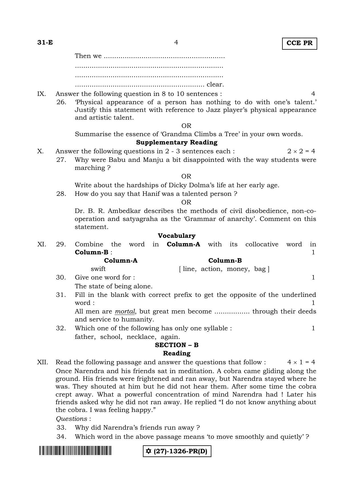 Karnataka SSLC English - Second Language - ENGLISH (31-E-(PR)-1326-D_24) (Supplementary) June 2019 Question Paper - Page 4
