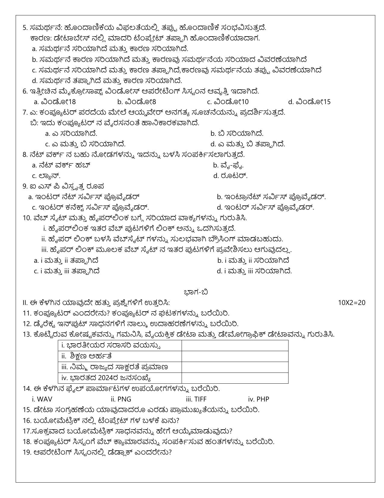 Karnataka 1st PUC Information Technology Model Question Paper 2025 - Page 2