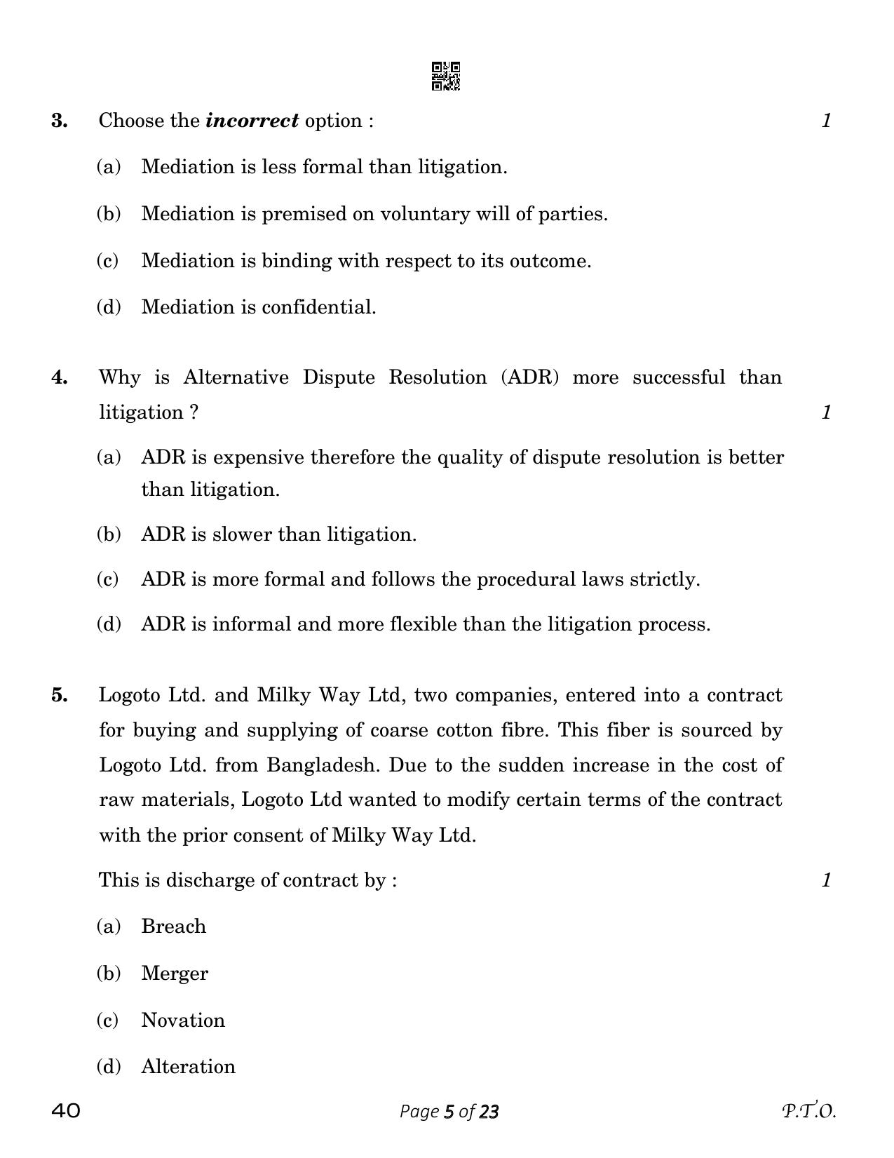 CBSE Class 12 Legal Studies (Compartment) 2023 Question Paper - Page 5