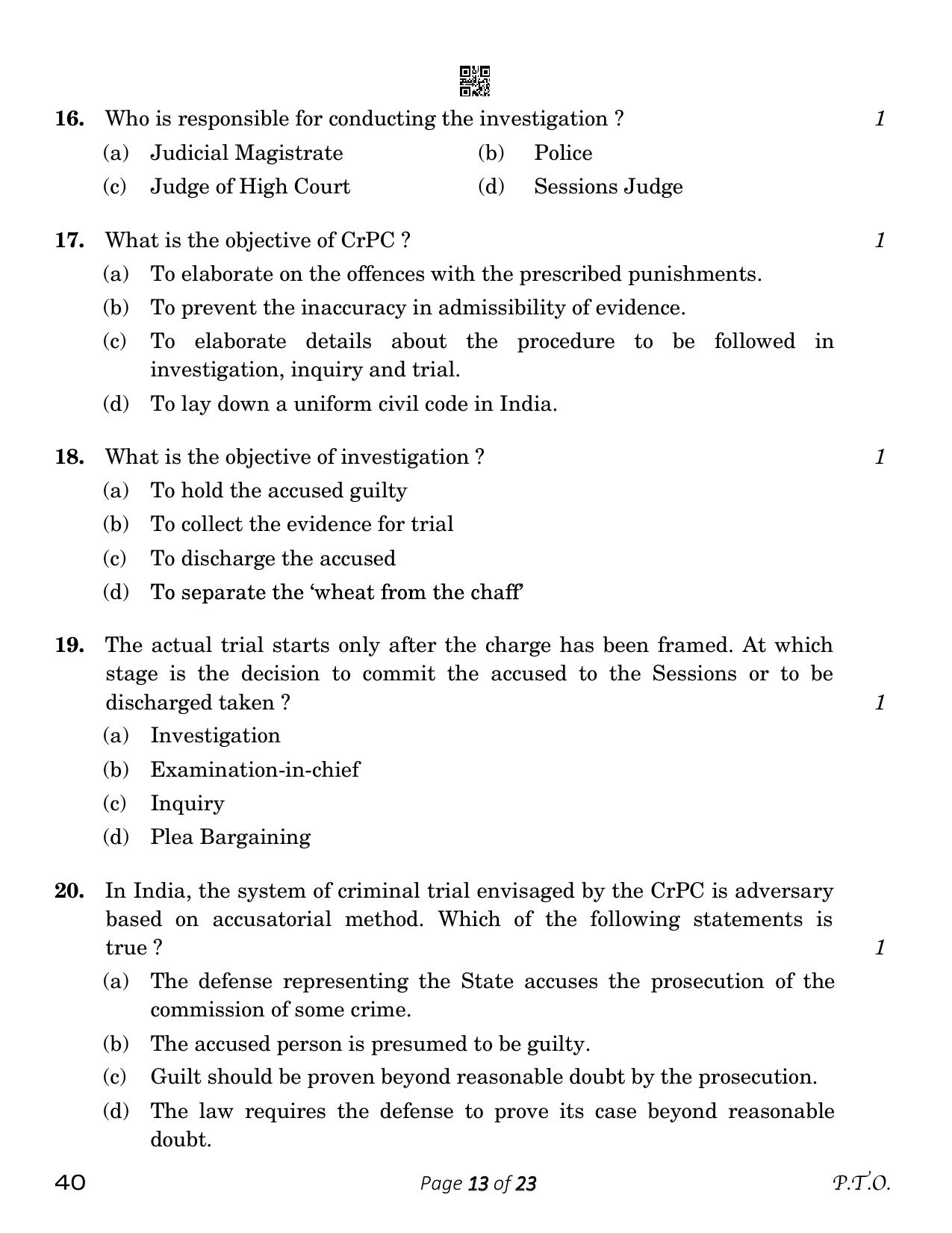 CBSE Class 12 Legal Studies (Compartment) 2023 Question Paper - Page 13