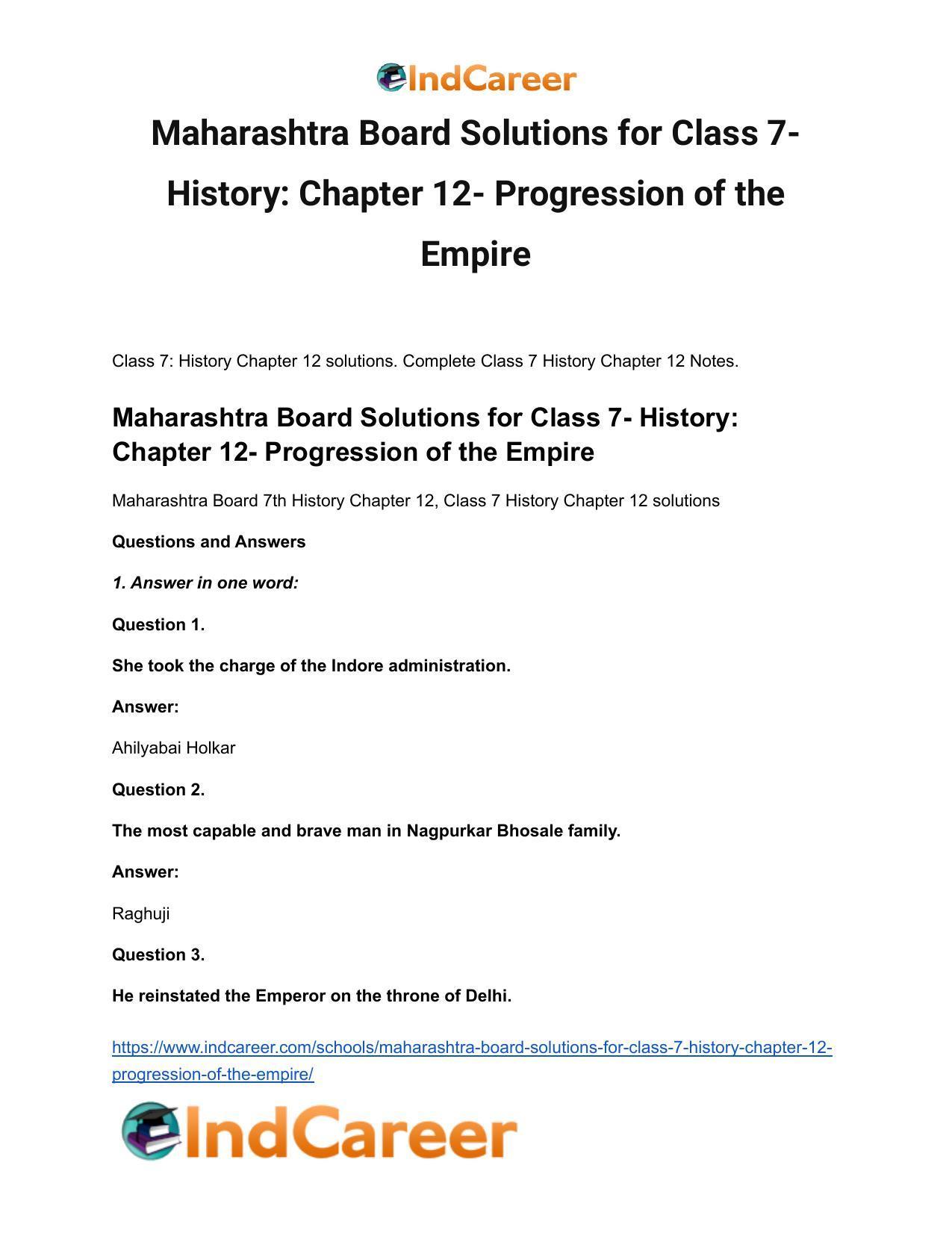 Maharashtra Board Solutions for Class 7- History: Chapter 12- Progression of the Empire - Page 2
