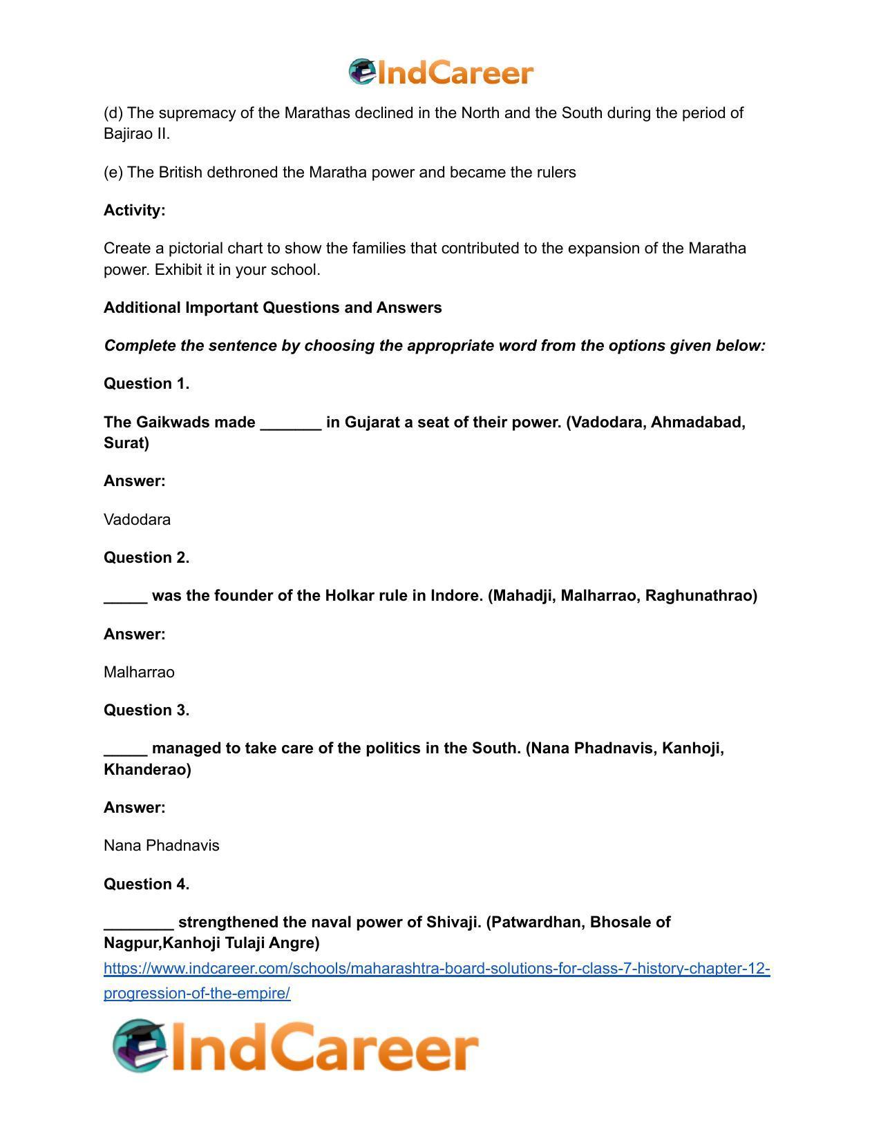 Maharashtra Board Solutions for Class 7- History: Chapter 12- Progression of the Empire - Page 5