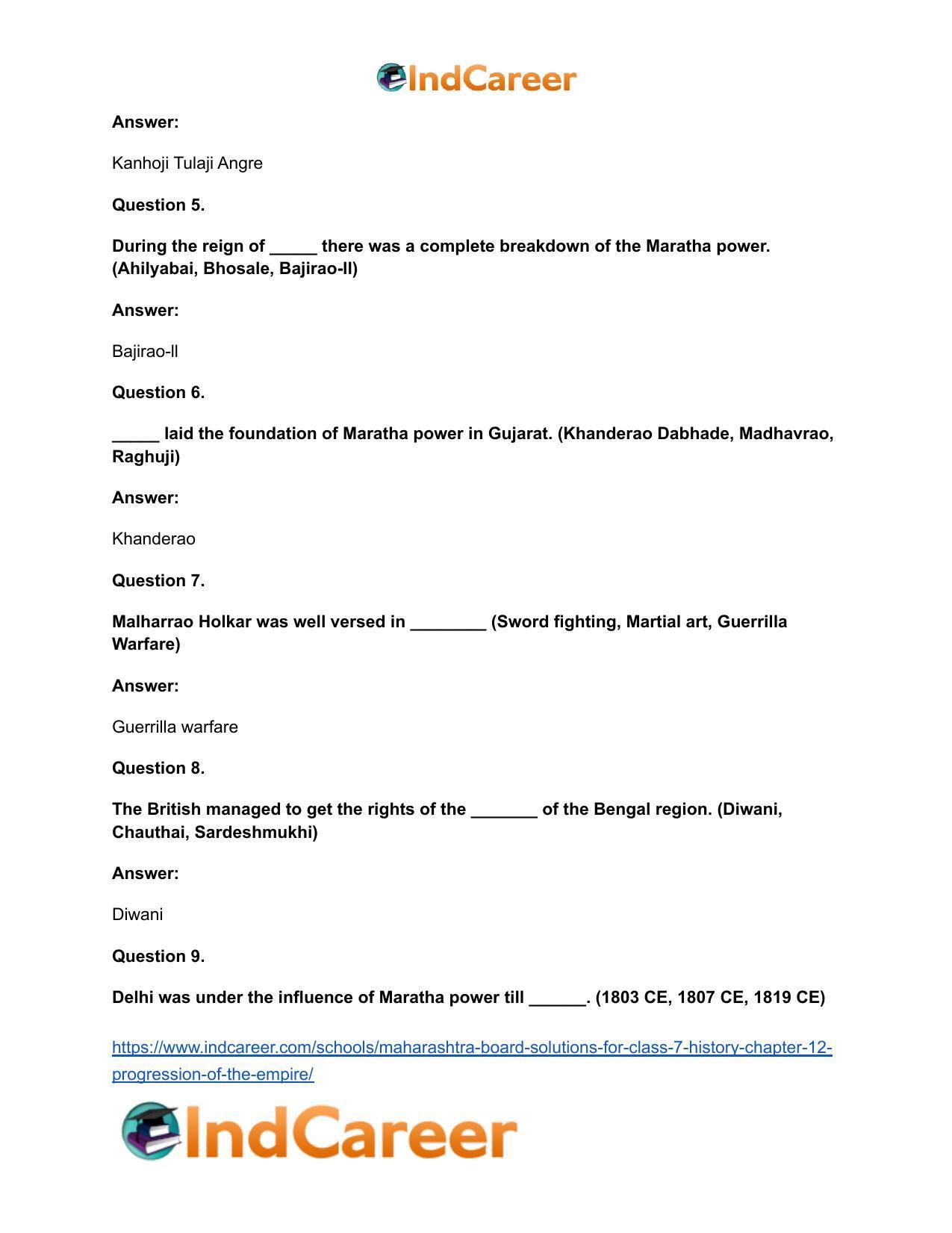 Maharashtra Board Solutions for Class 7- History: Chapter 12- Progression of the Empire - Page 6