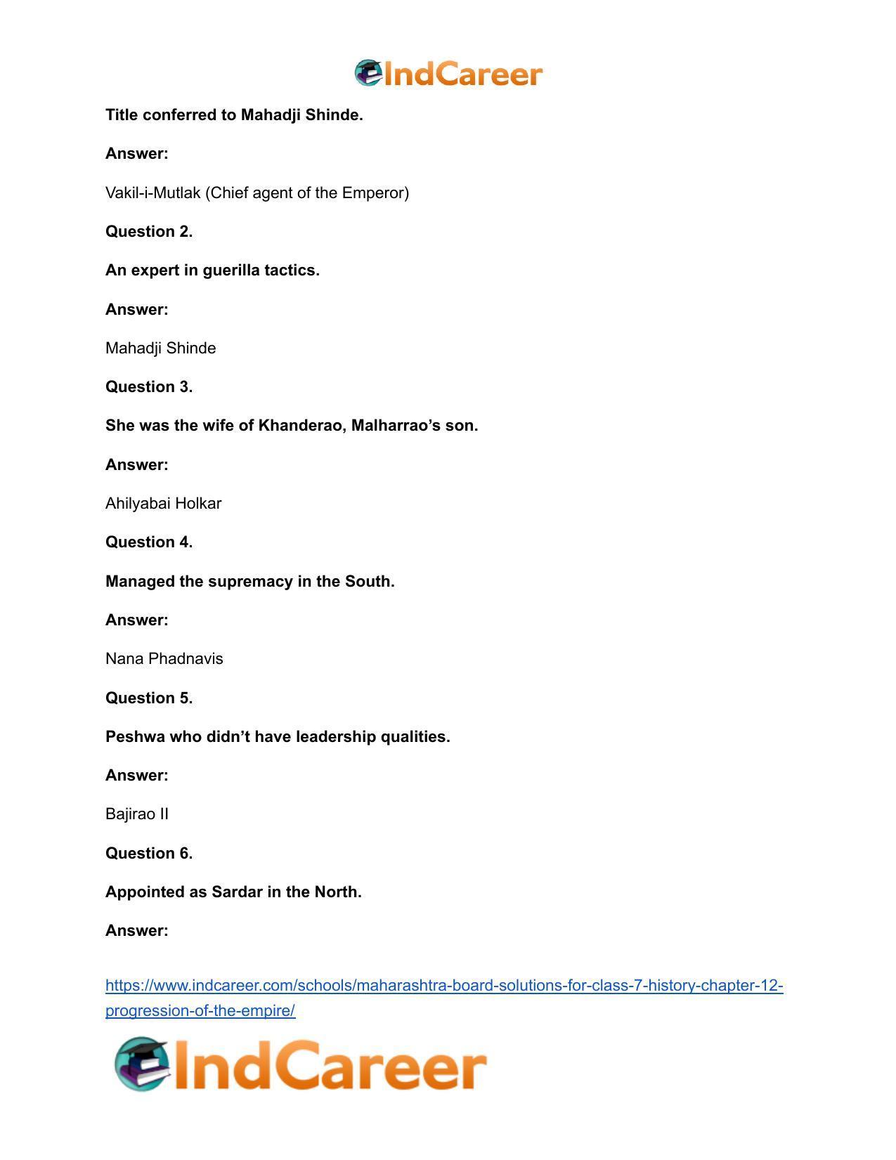 Maharashtra Board Solutions for Class 7- History: Chapter 12- Progression of the Empire - Page 8