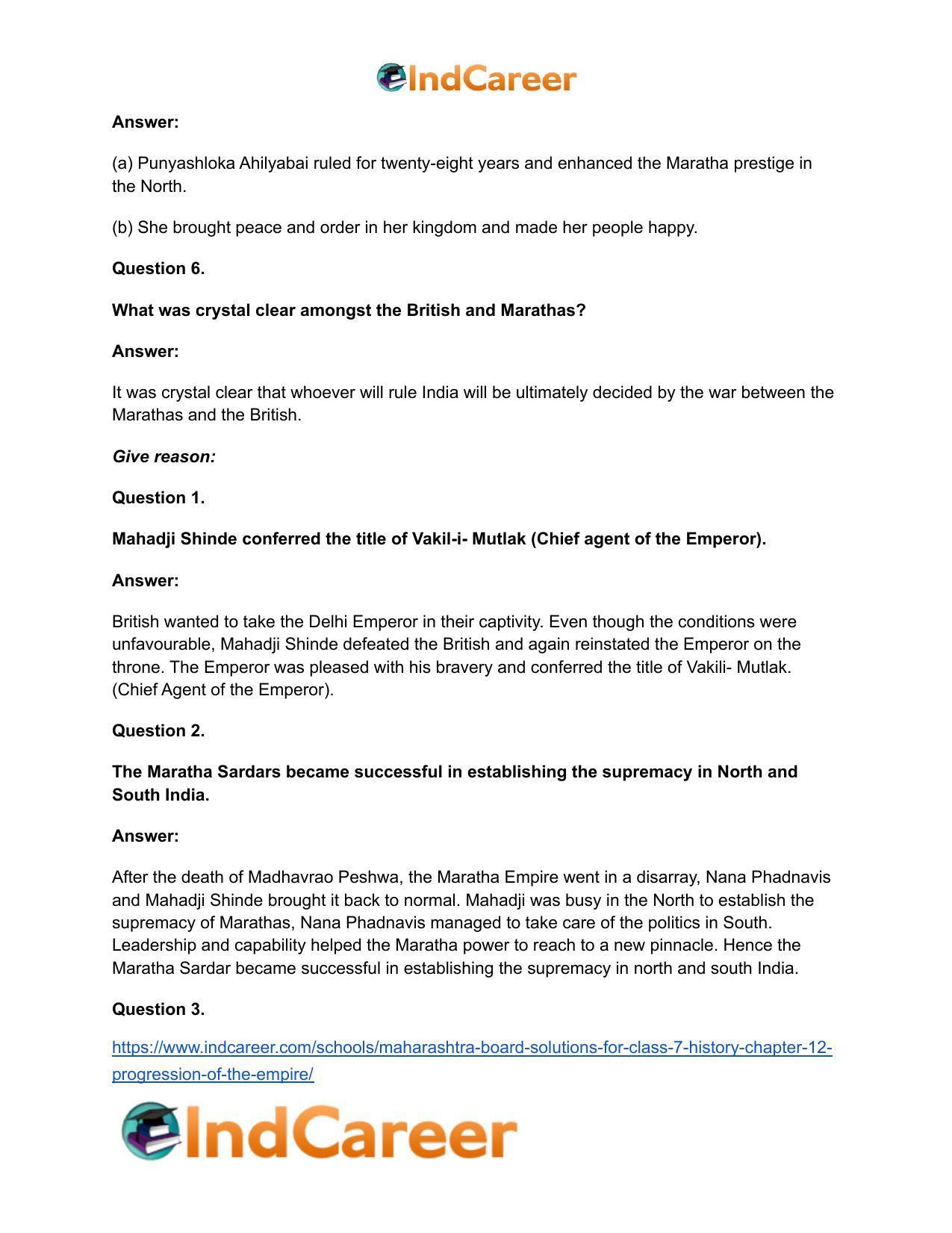 Maharashtra Board Solutions for Class 7- History: Chapter 12- Progression of the Empire - Page 10