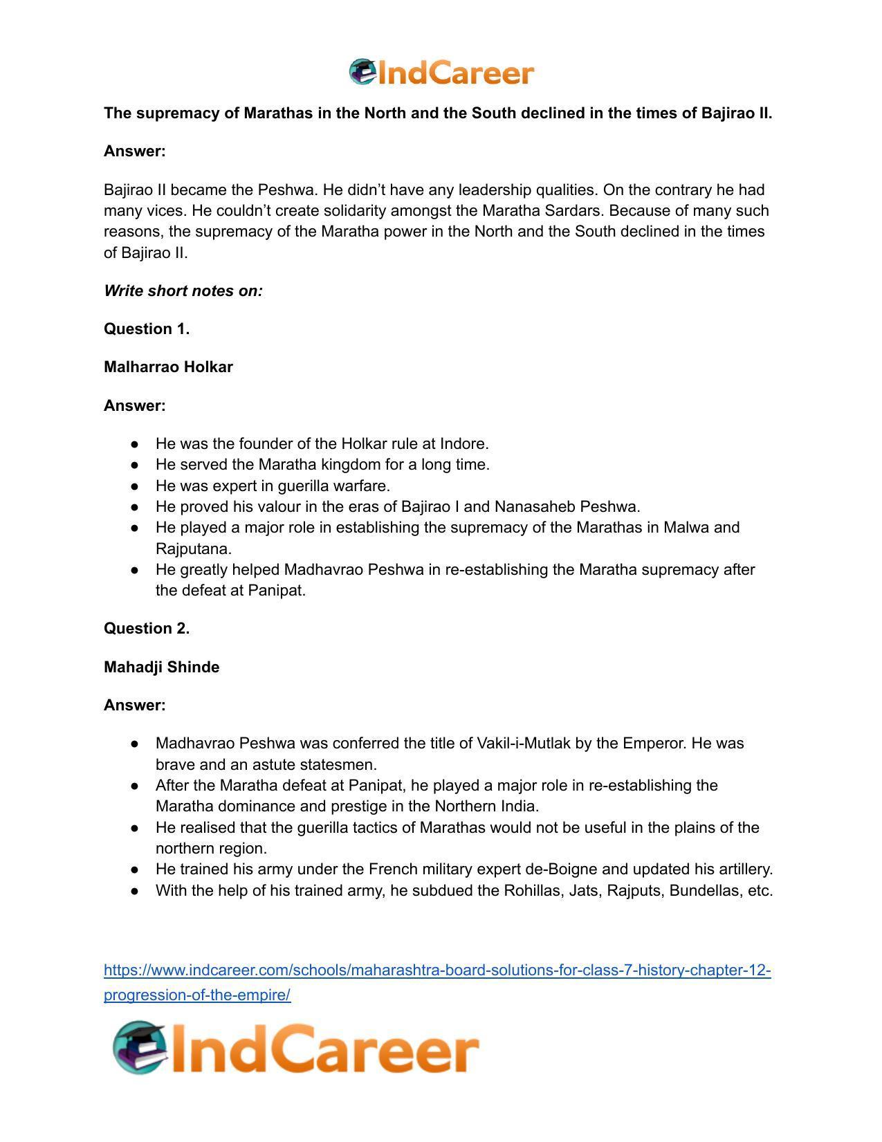 Maharashtra Board Solutions for Class 7- History: Chapter 12- Progression of the Empire - Page 11
