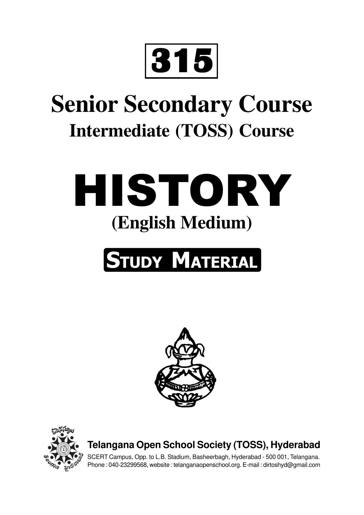 TS SCERT Inter 1st Year History-Book-1 Path 1 (English Medium) Text Book - Page 1