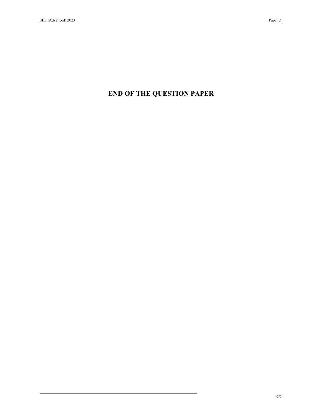JEE (Advanced) 2023 Paper II - Mathematics Question Paper - Page 9