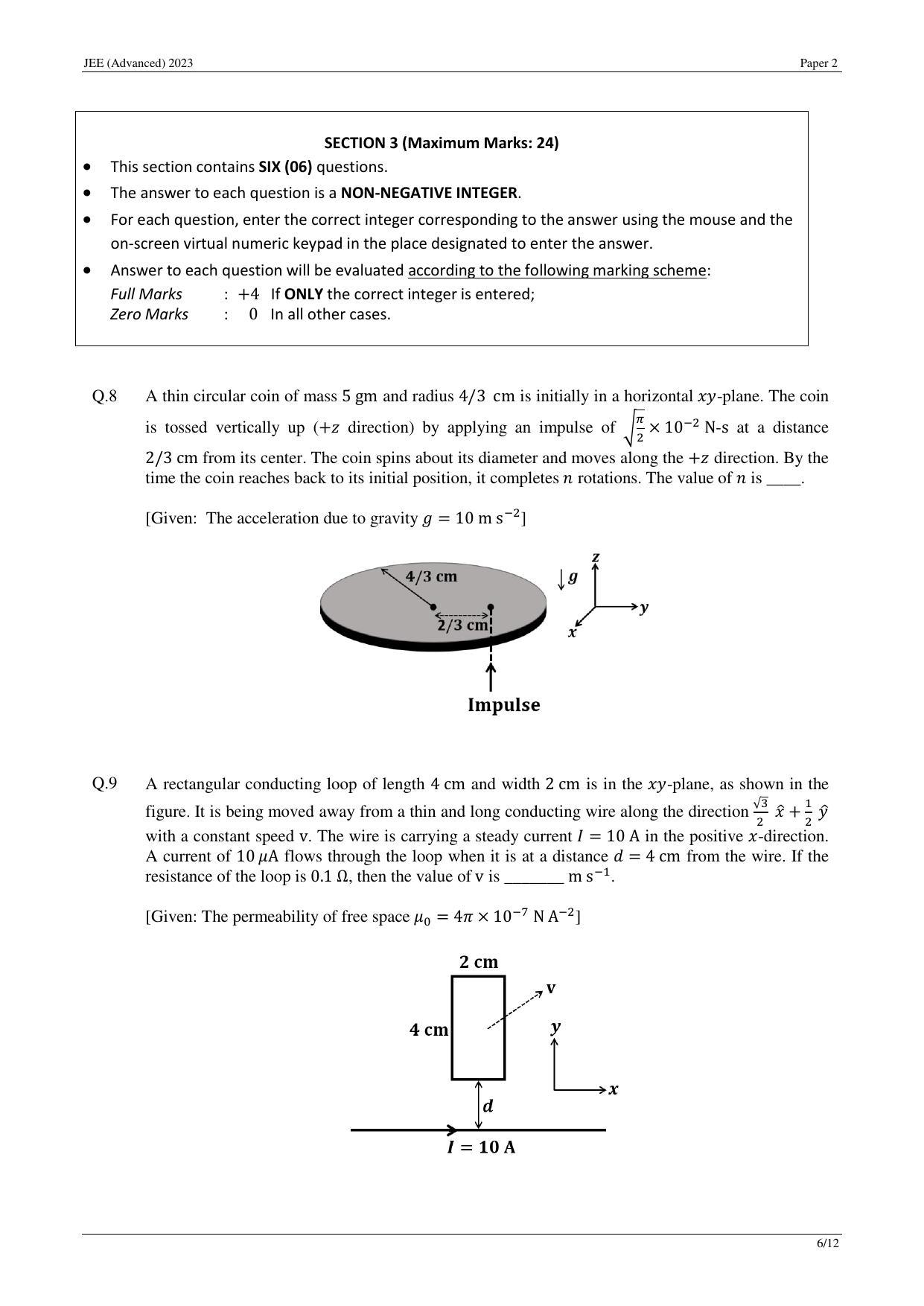 JEE (Advanced) 2023 Paper II - Mathematics Question Paper - Page 15