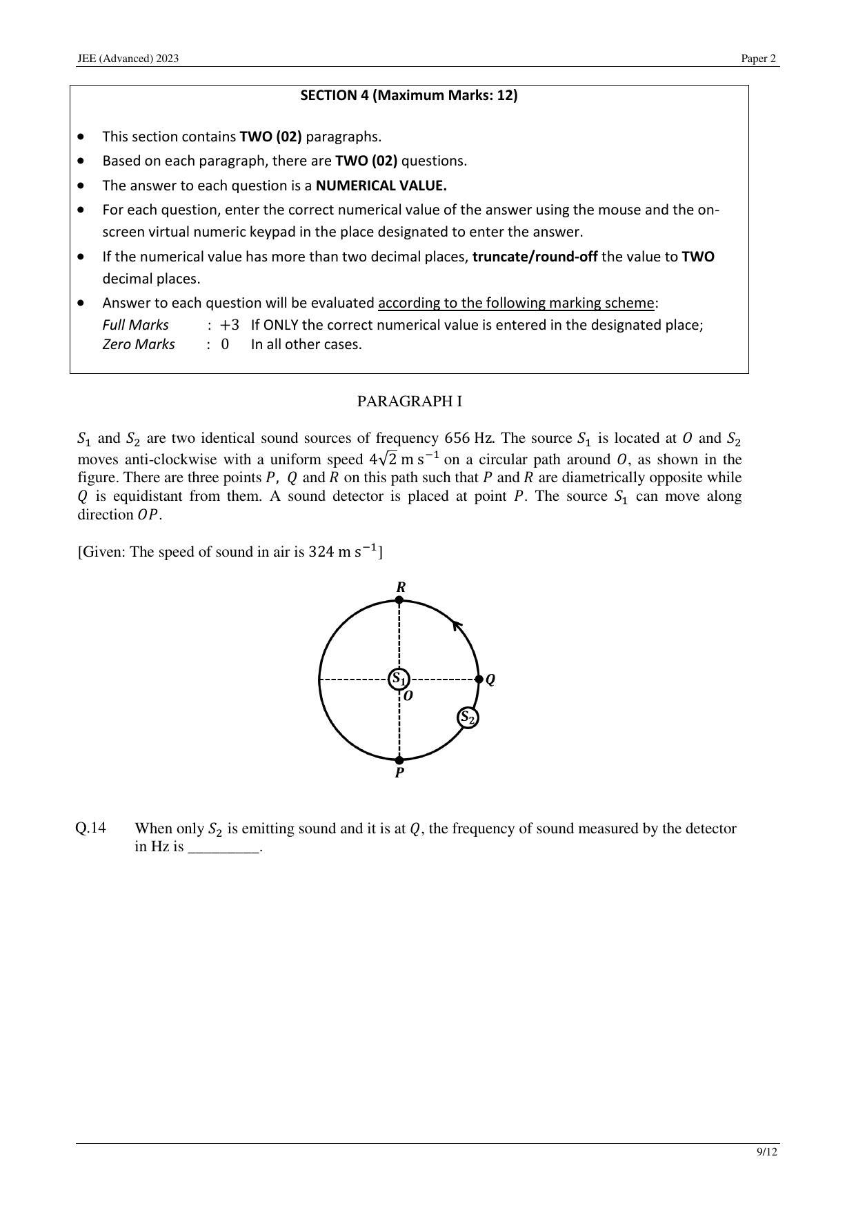 JEE (Advanced) 2023 Paper II - Mathematics Question Paper - Page 18