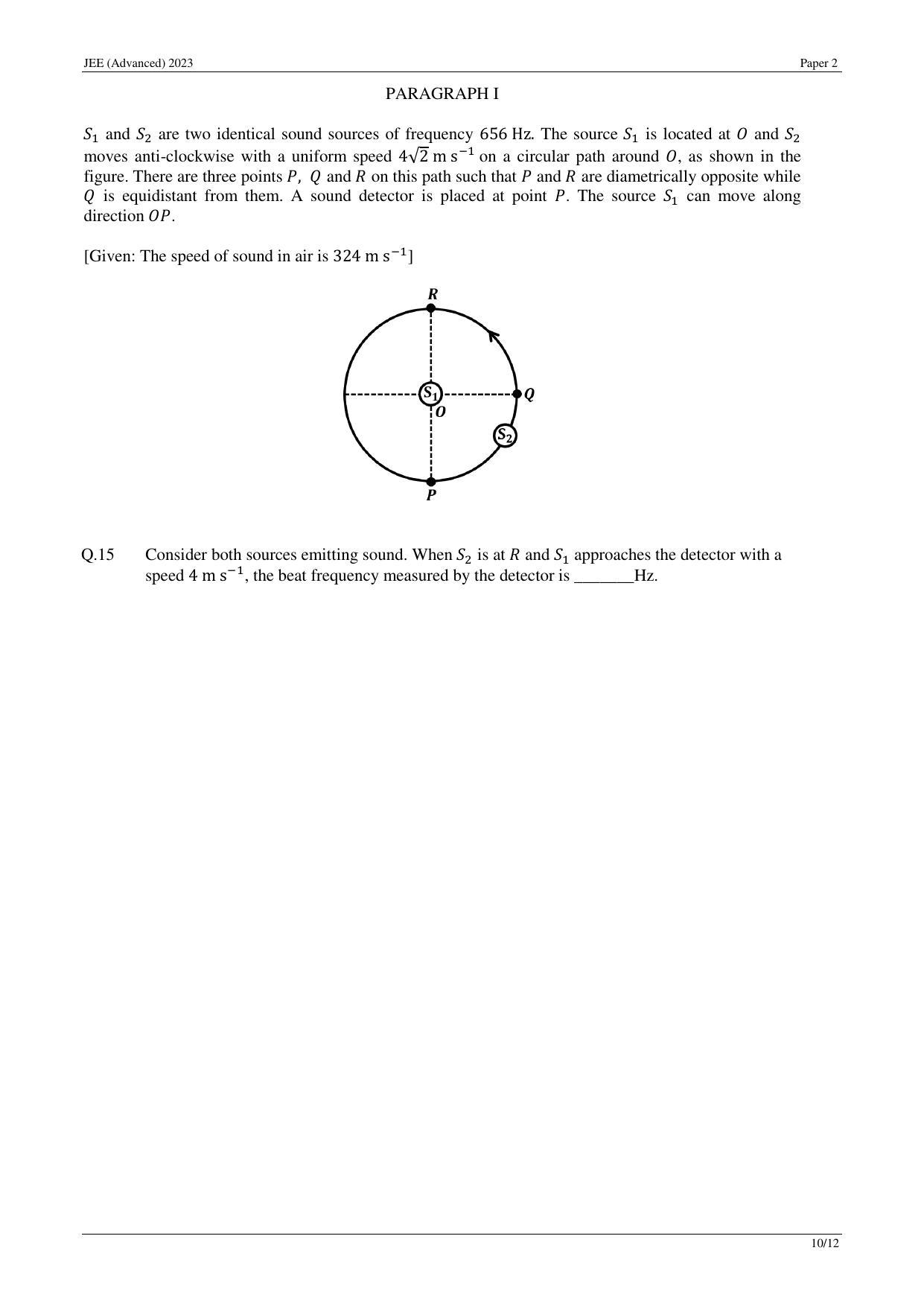 JEE (Advanced) 2023 Paper II - Mathematics Question Paper - Page 19
