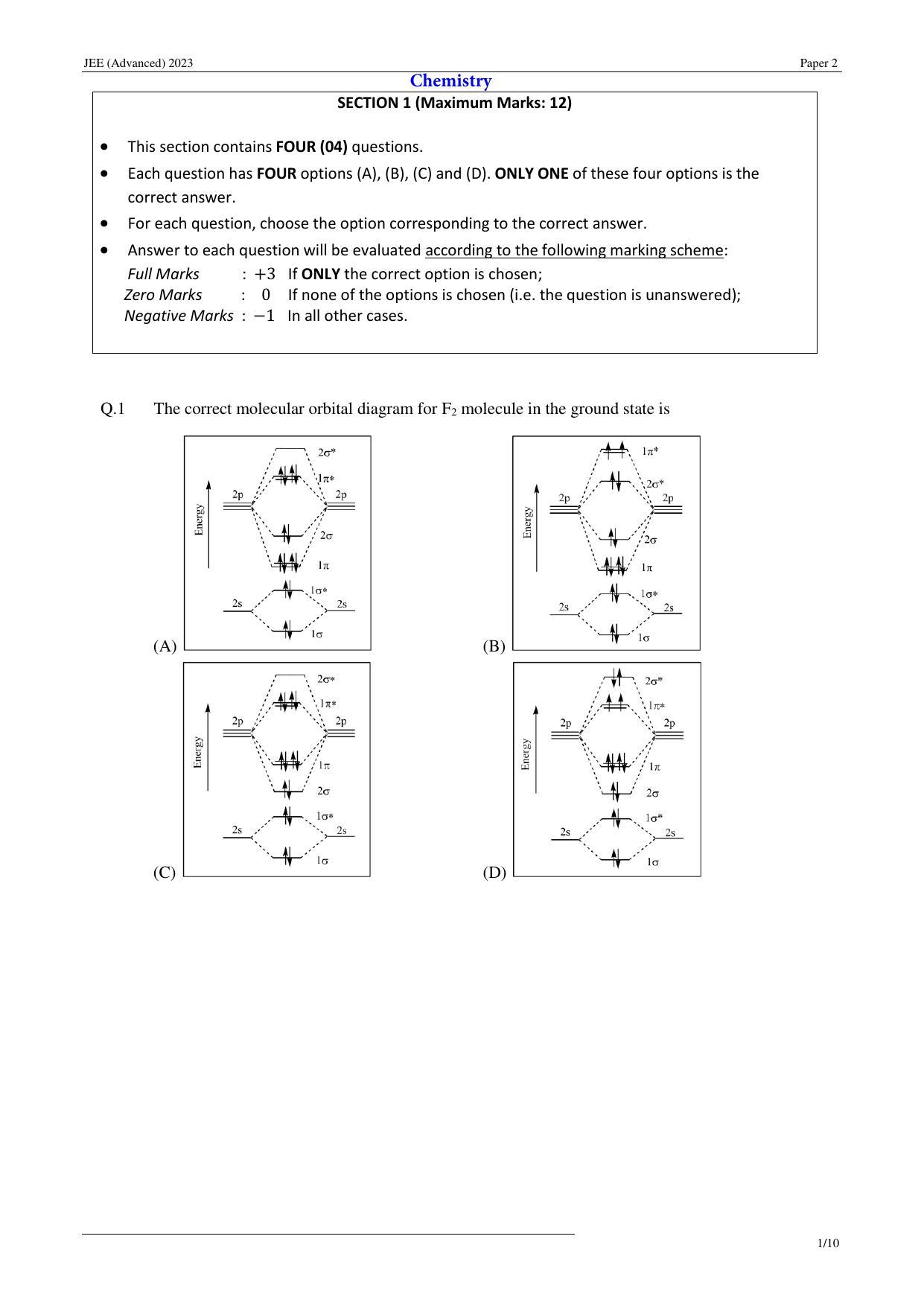 JEE (Advanced) 2023 Paper II - Mathematics Question Paper - Page 22