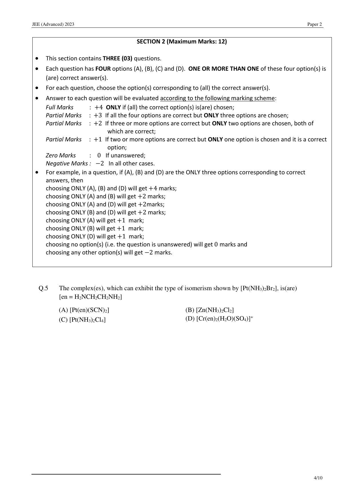 JEE (Advanced) 2023 Paper II - Mathematics Question Paper - Page 25
