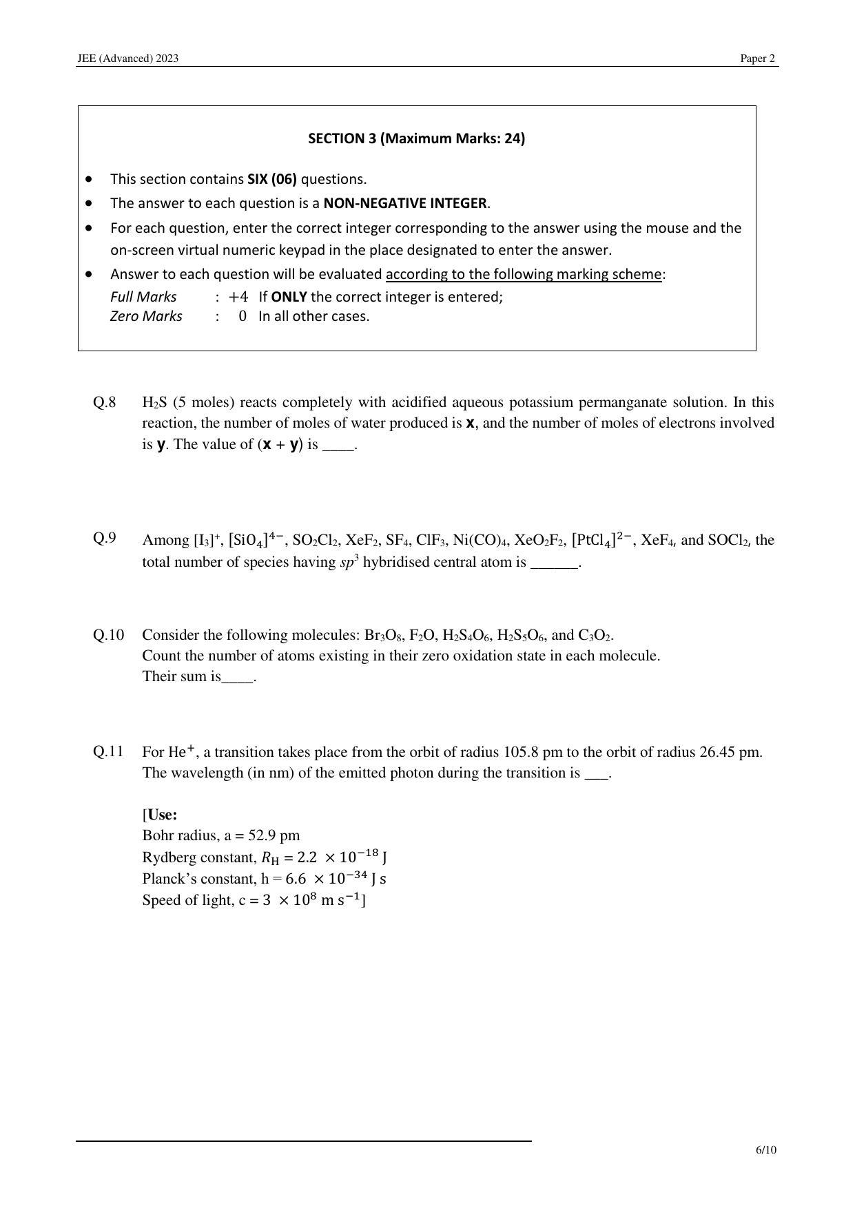 JEE (Advanced) 2023 Paper II - Mathematics Question Paper - Page 27