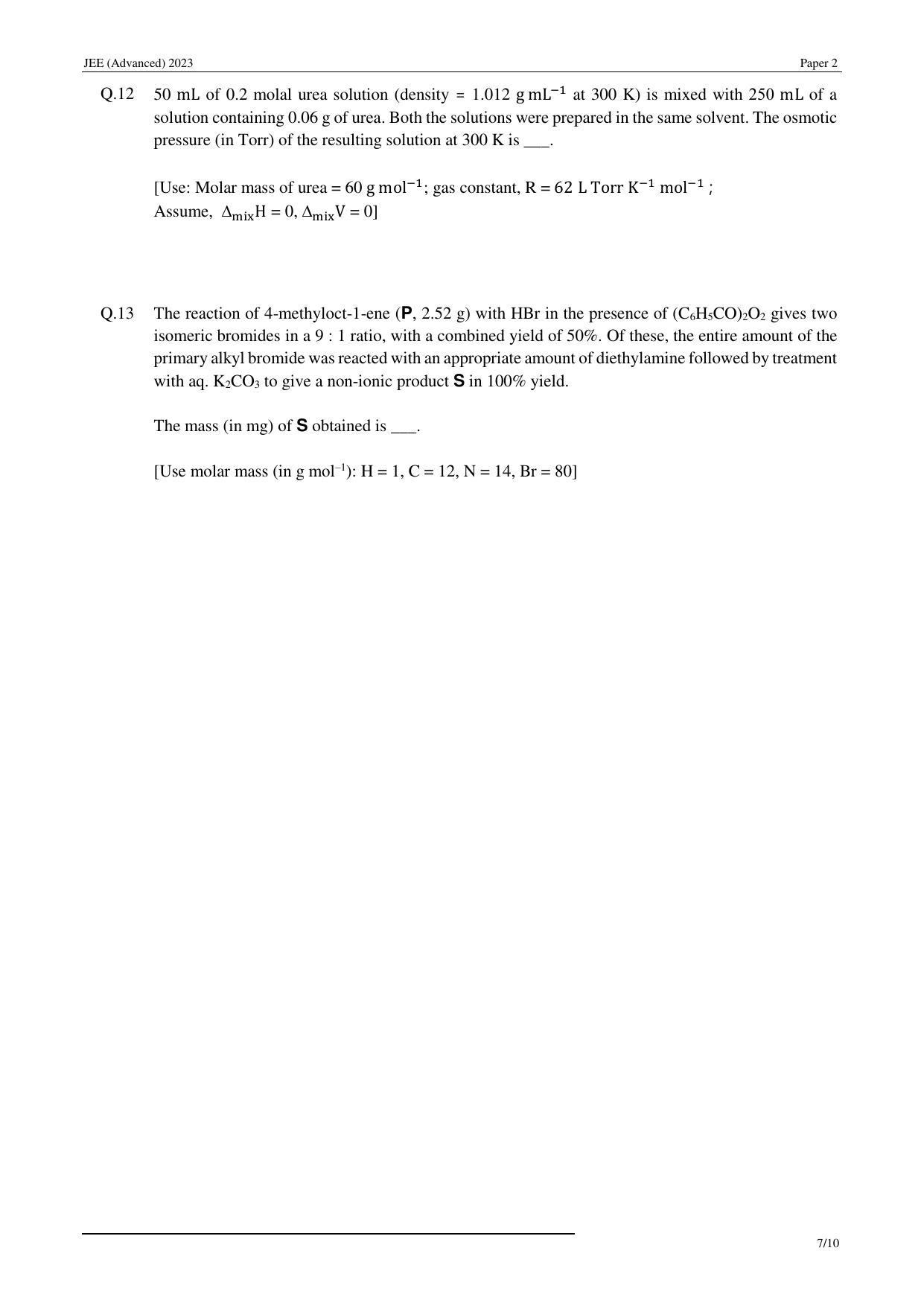 JEE (Advanced) 2023 Paper II - Mathematics Question Paper - Page 28