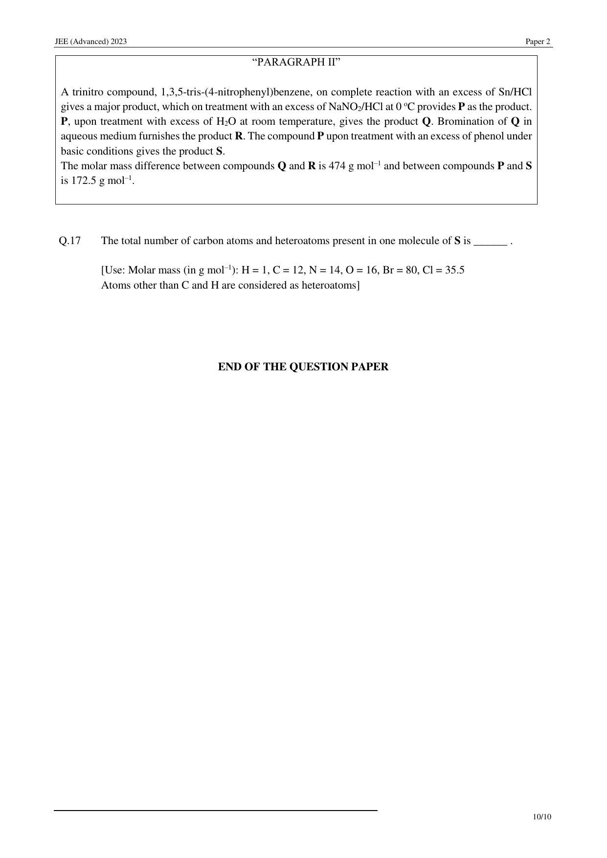 JEE (Advanced) 2023 Paper II - Mathematics Question Paper - Page 31