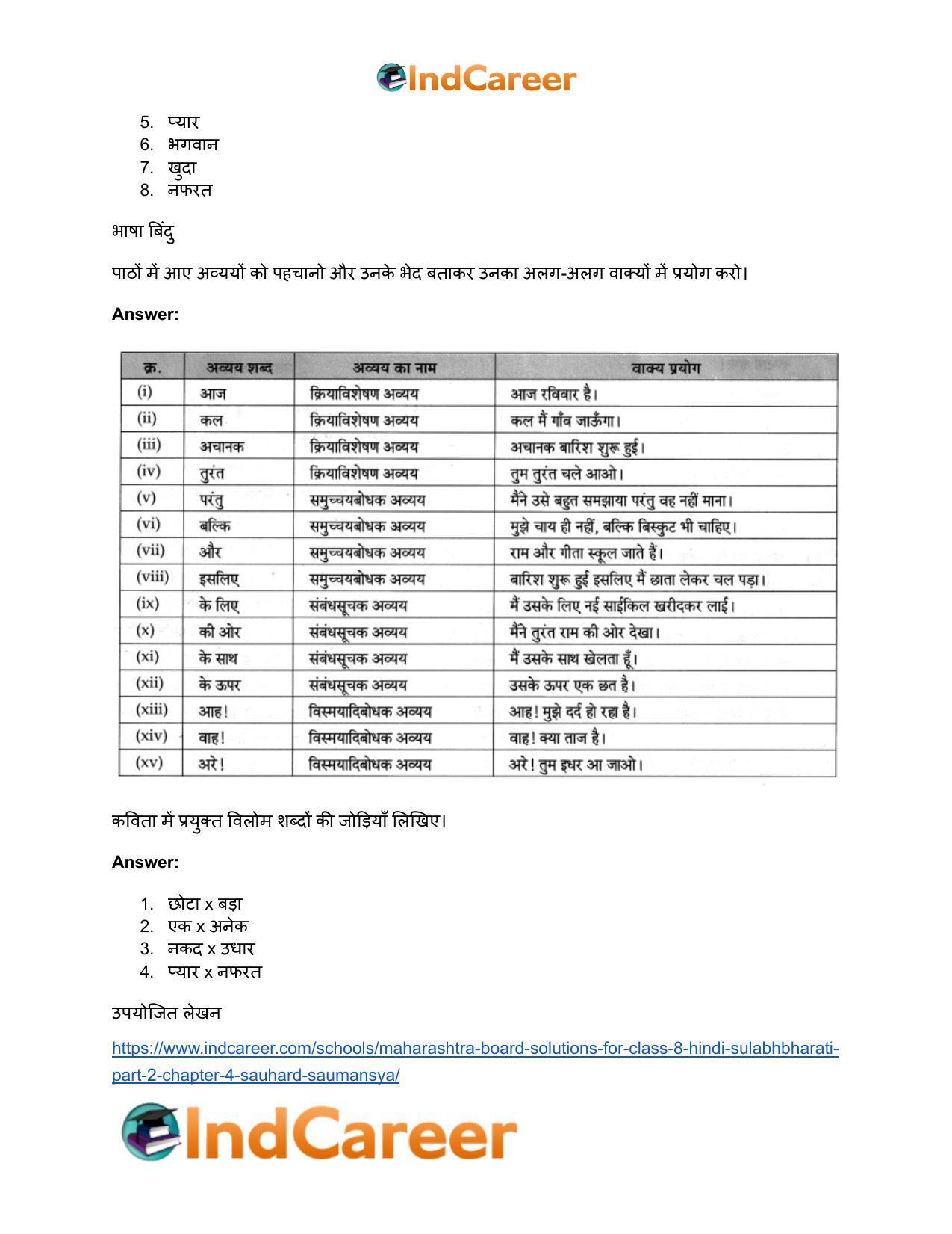 Maharashtra Board Solutions for Class 8- Hindi Sulabhbharati (Part 2): Chapter 4- सौहार्द -सौमनस्य - Page 4