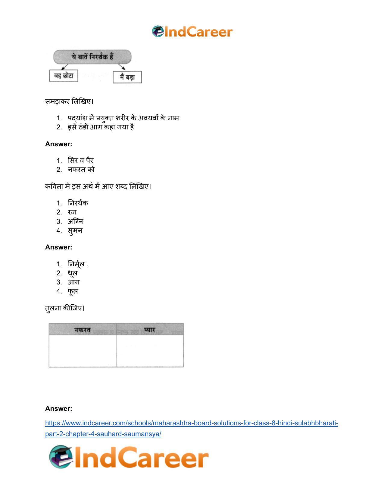 Maharashtra Board Solutions for Class 8- Hindi Sulabhbharati (Part 2): Chapter 4- सौहार्द -सौमनस्य - Page 7