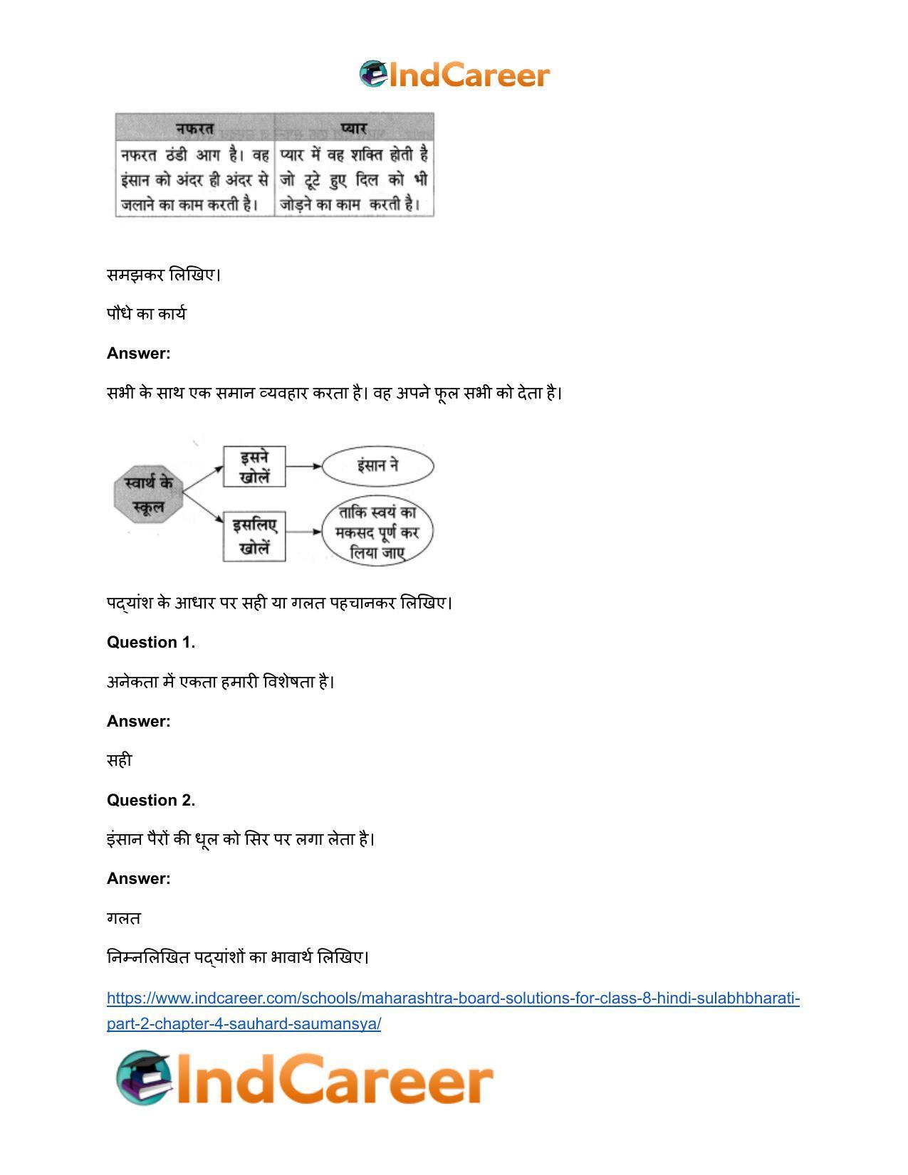 Maharashtra Board Solutions for Class 8- Hindi Sulabhbharati (Part 2): Chapter 4- सौहार्द -सौमनस्य - Page 8
