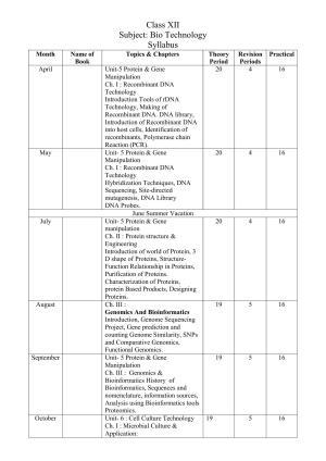 Haryana Board Class 12 Bio Technology Syllabus 2023