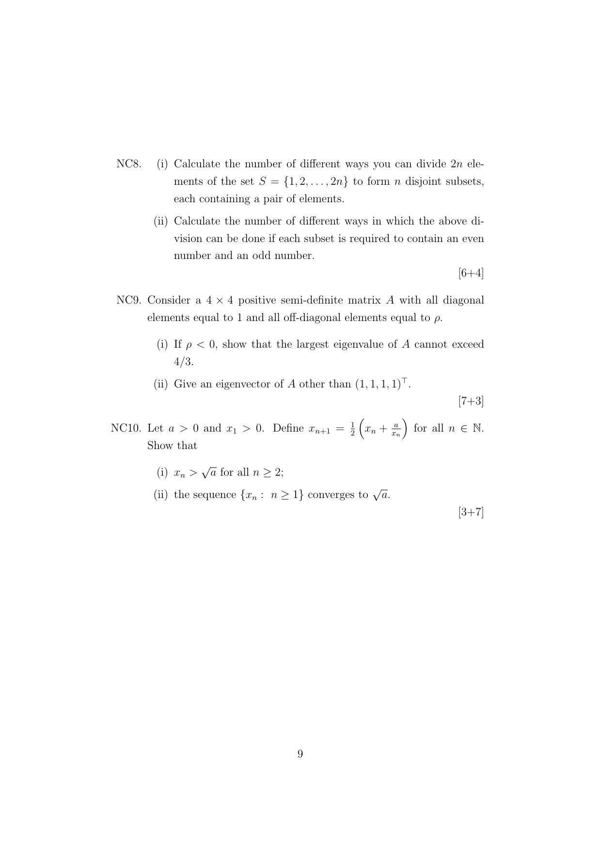 ISI Admission Test M.Tech (CrS) PCB 2021 Sample Paper - Page 9