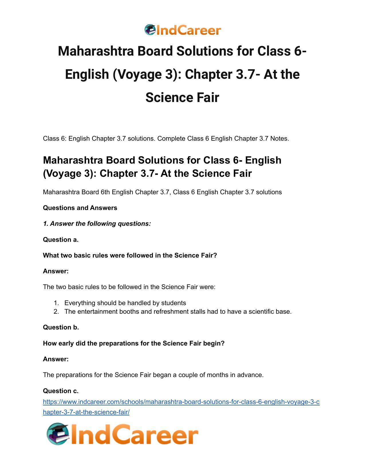 Maharashtra Board Solutions for Class 6- English (Voyage 3): Chapter 3.7- At the Science Fair - Page 2