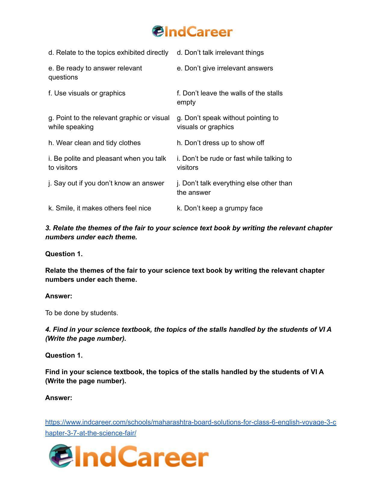 Maharashtra Board Solutions for Class 6- English (Voyage 3): Chapter 3.7- At the Science Fair - Page 5