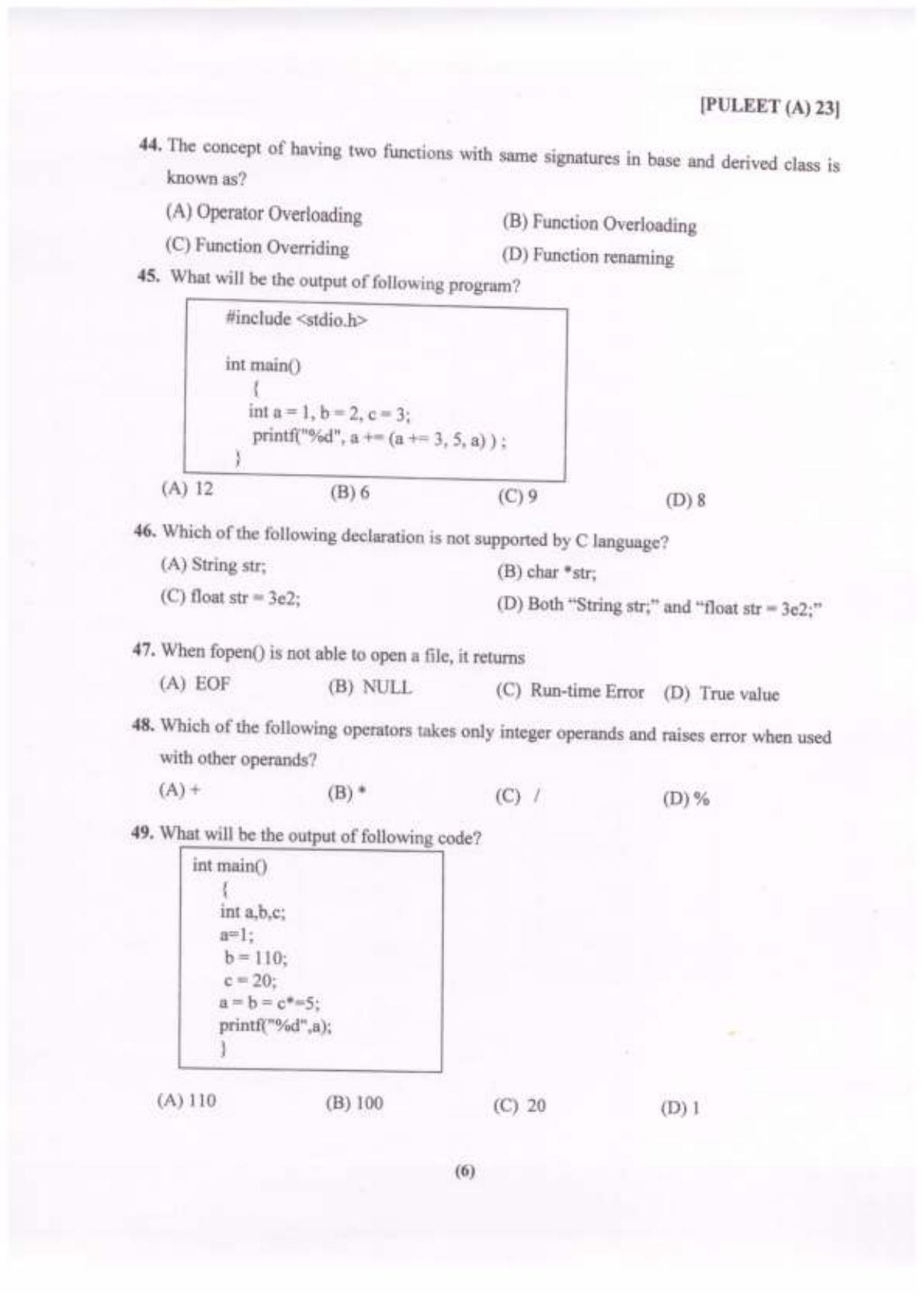 PULEET 2023 Previous Question Paper - Page 7