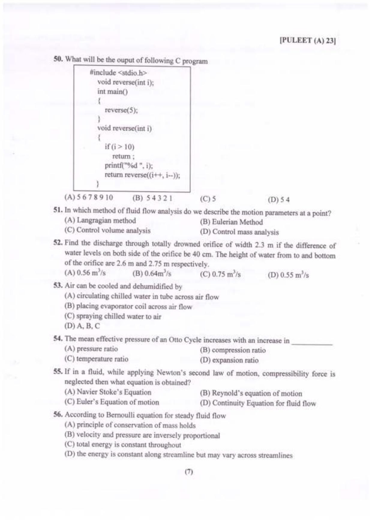 PULEET 2023 Previous Question Paper - Page 8