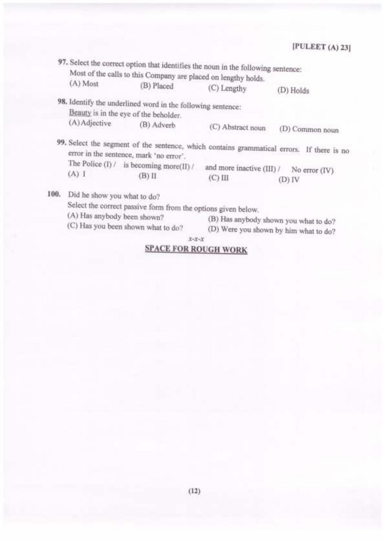 PULEET 2023 Previous Question Paper - Page 13