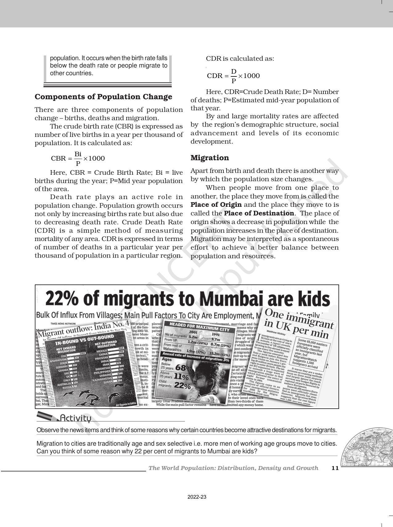 NCERT Book for Class 12 Geography (Part-1) Chapter 2 The World Population Distribution, Density, and Growth - Page 4