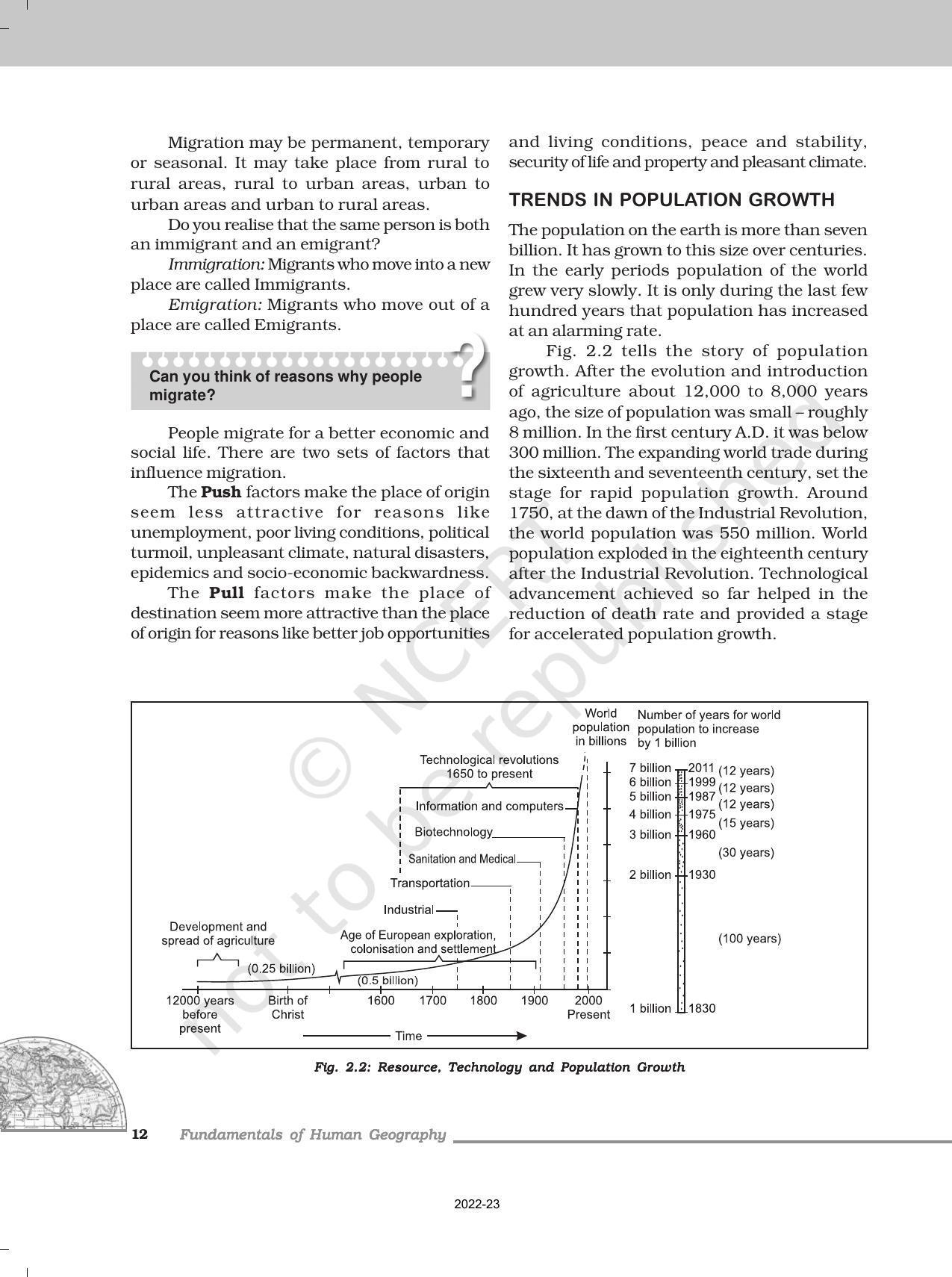 NCERT Book for Class 12 Geography (Part-1) Chapter 2 The World Population Distribution, Density, and Growth - Page 5