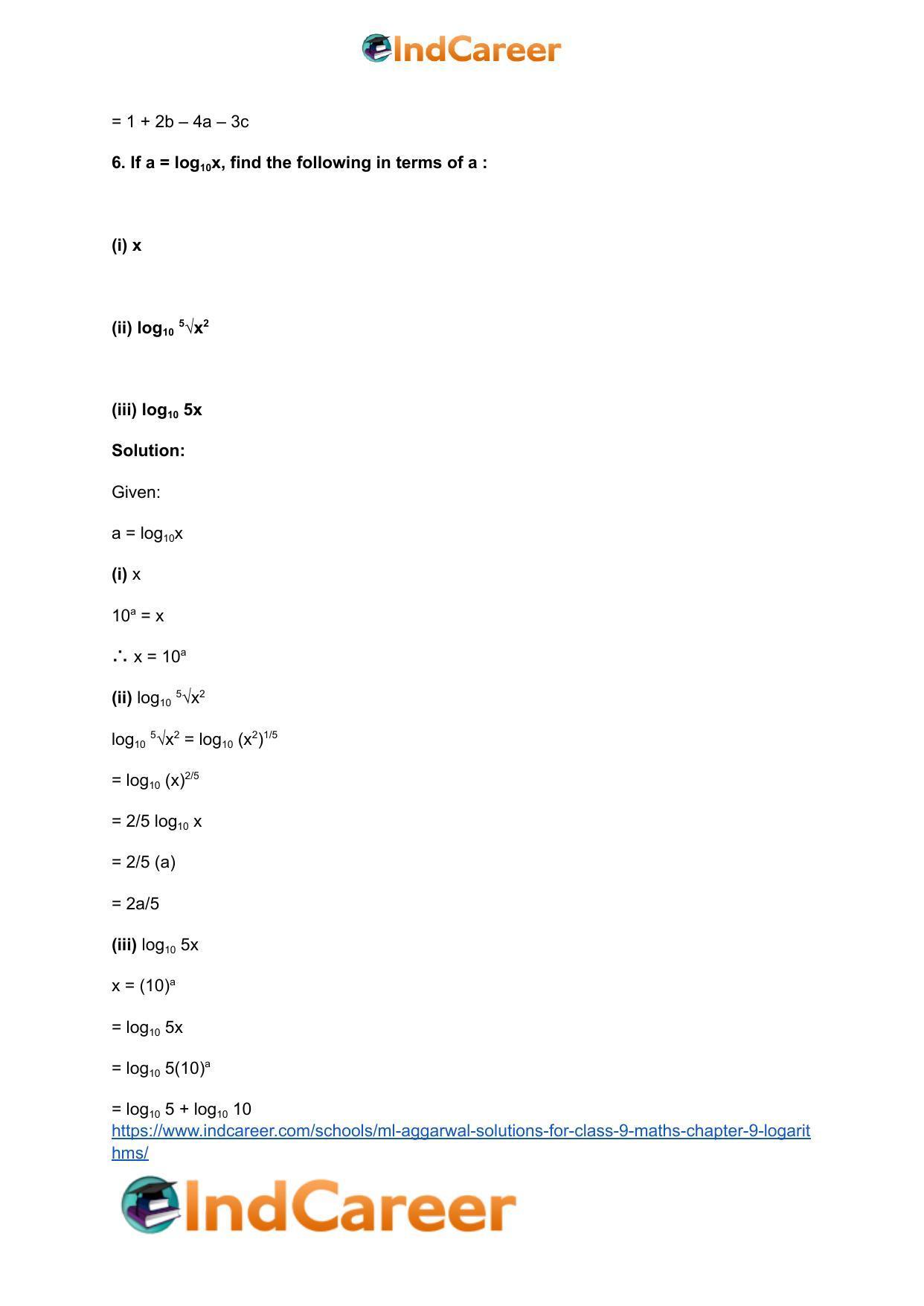 ML Aggarwal Solutions for Class 9 Maths Chapter 9- Logarithms - Page 28