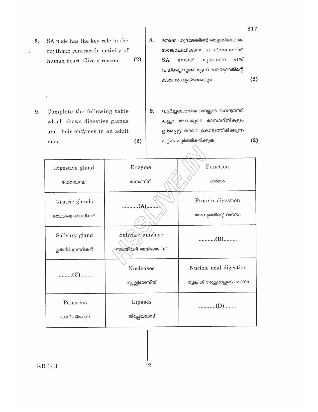 Kerala Plus One 2017 Biology Question Papers - Page 11