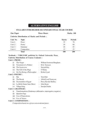 AHSEC 2nd Year Alternative English Syllabus