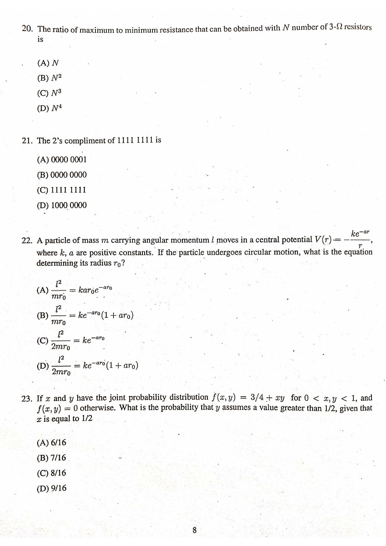 JEST 2020 Physics Question Paper with  Answer key - Page 6