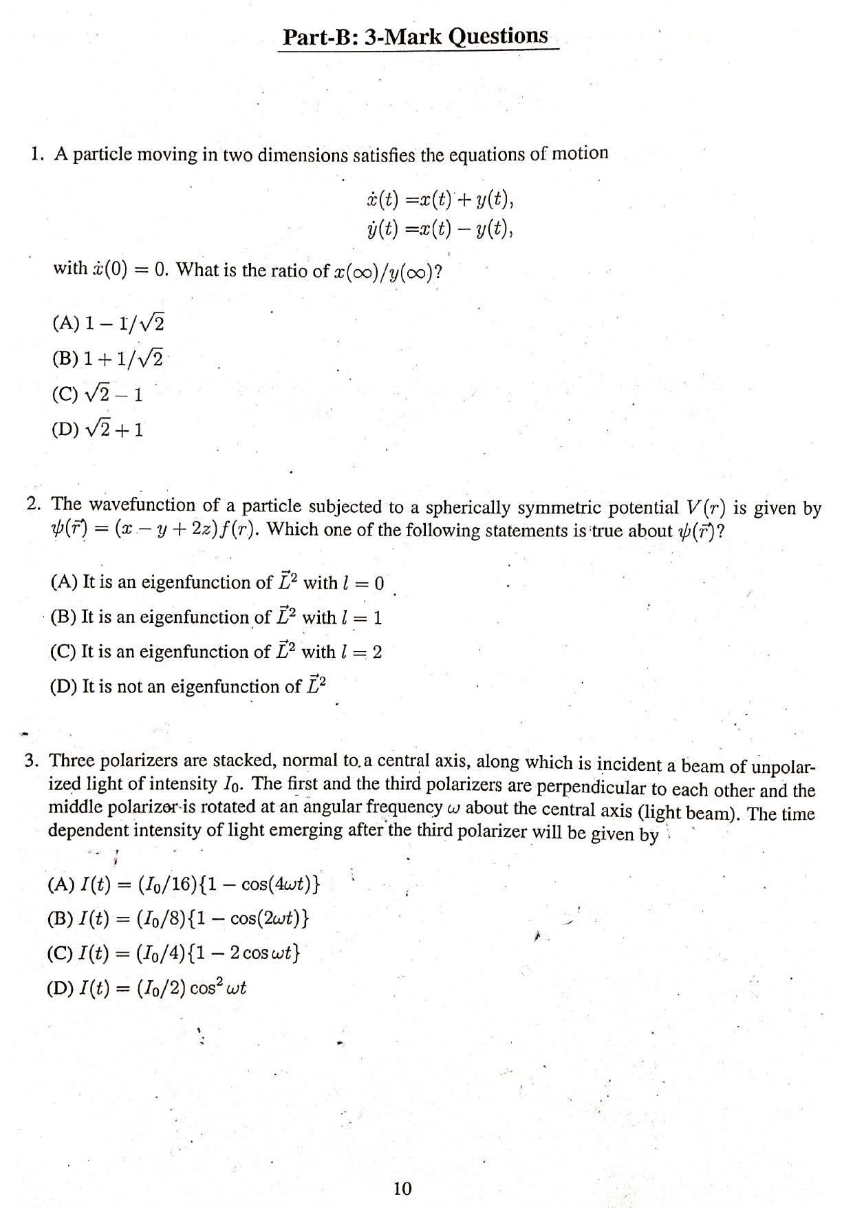 JEST 2020 Physics Question Paper with  Answer key - Page 8
