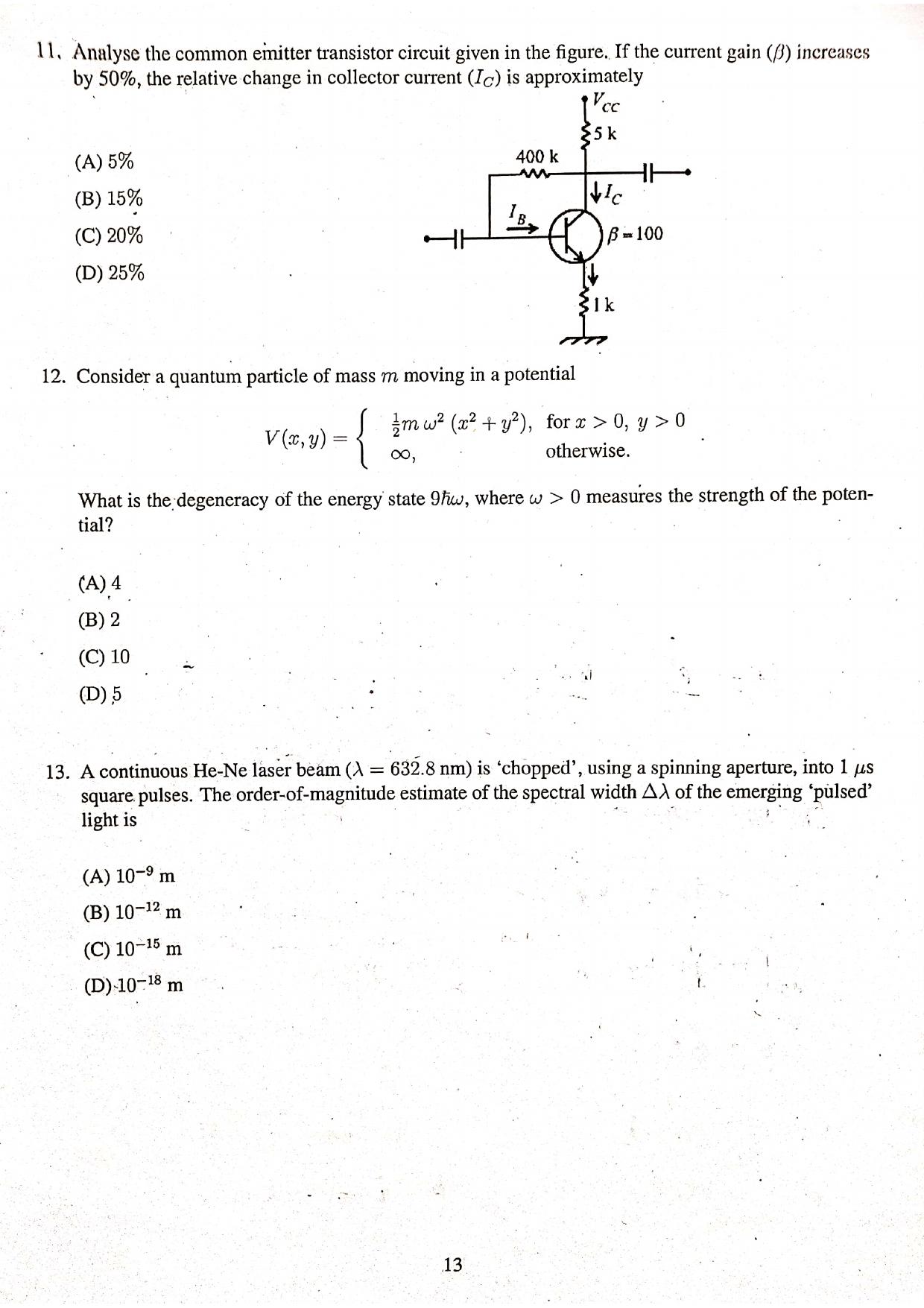 JEST 2020 Physics Question Paper with  Answer key - Page 11