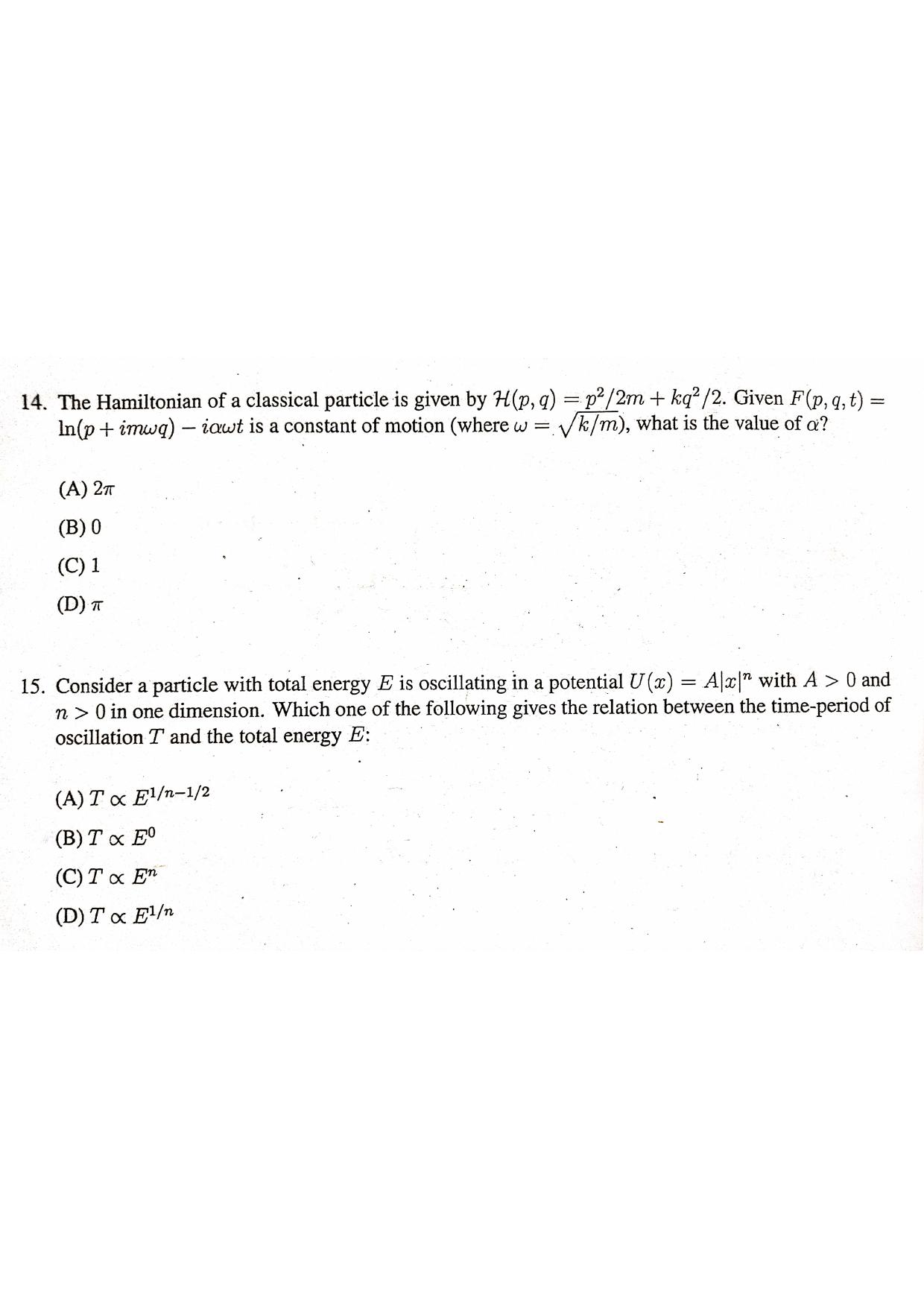 JEST 2020 Physics Question Paper with  Answer key - Page 12