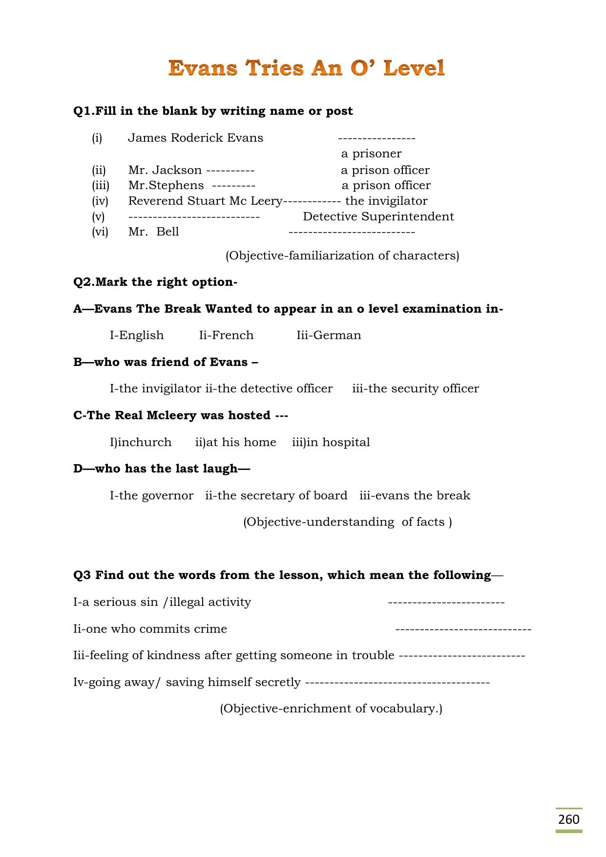 CBSE Worksheets for Class 11 English Evans tries an O level Assignment - Page 1