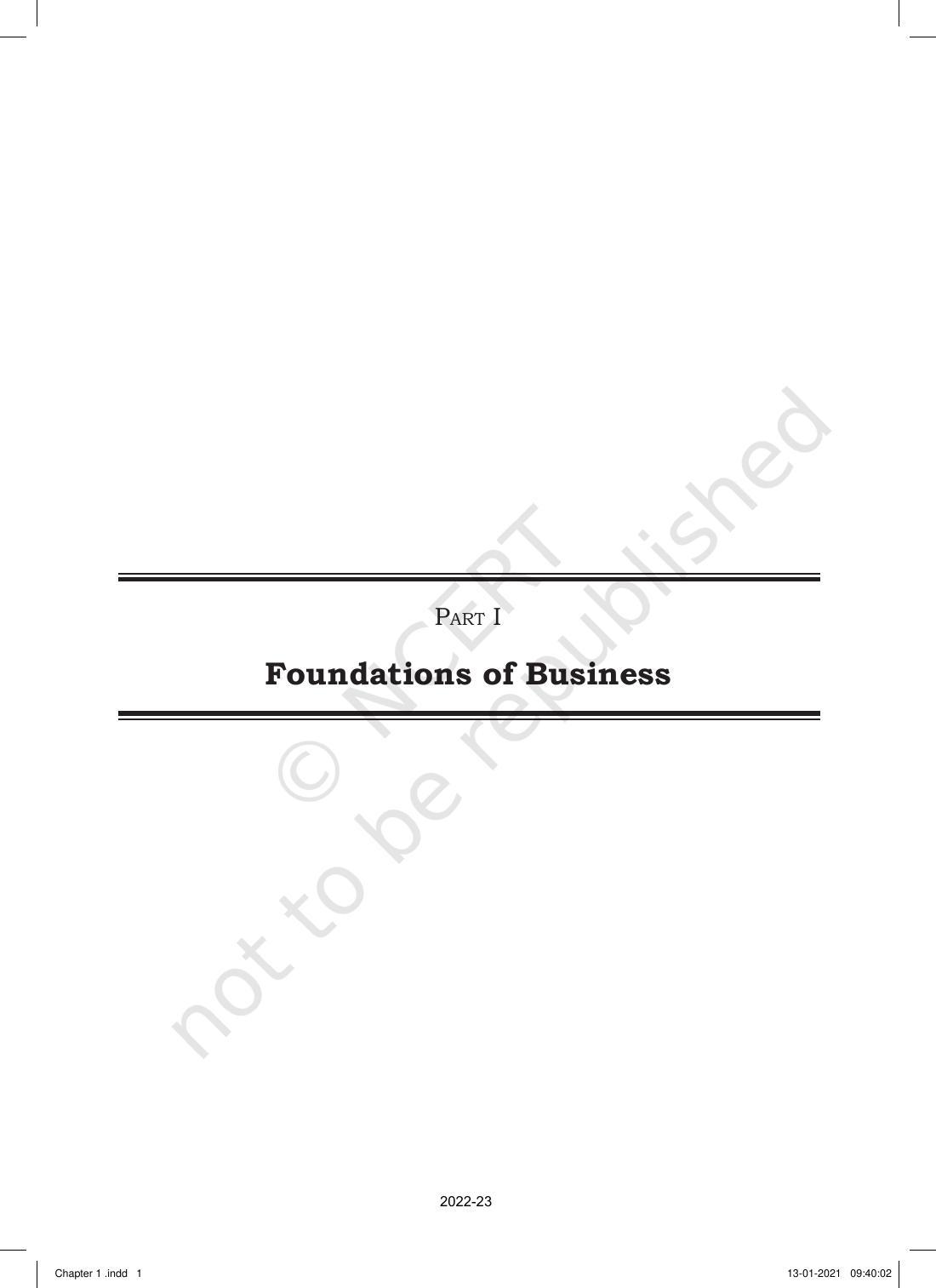 NCERT Book for Class 11 Business Studies Chapter 1 Nature and Purpose of Business - Page 1