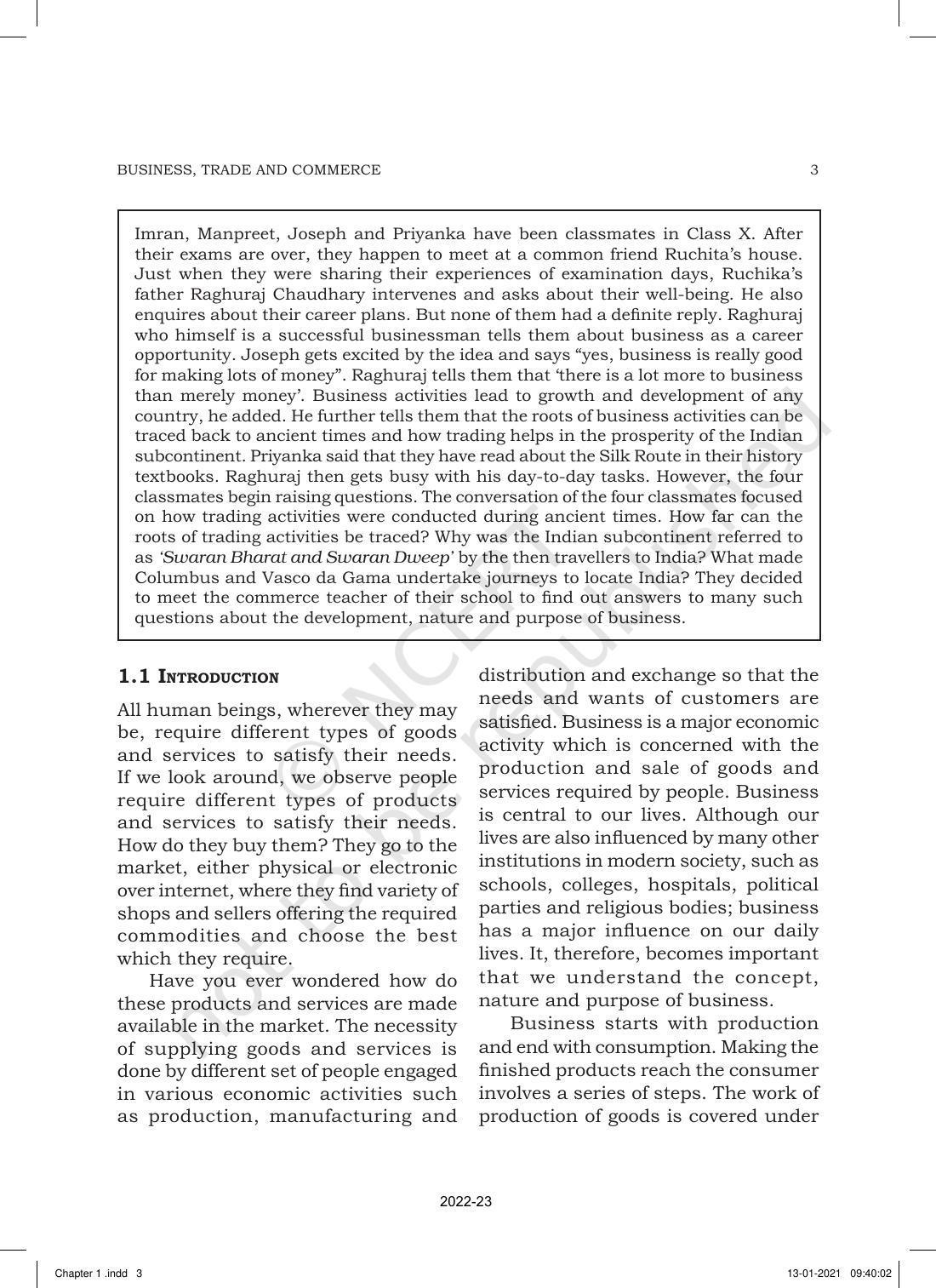NCERT Book for Class 11 Business Studies Chapter 1 Nature and Purpose of Business - Page 3